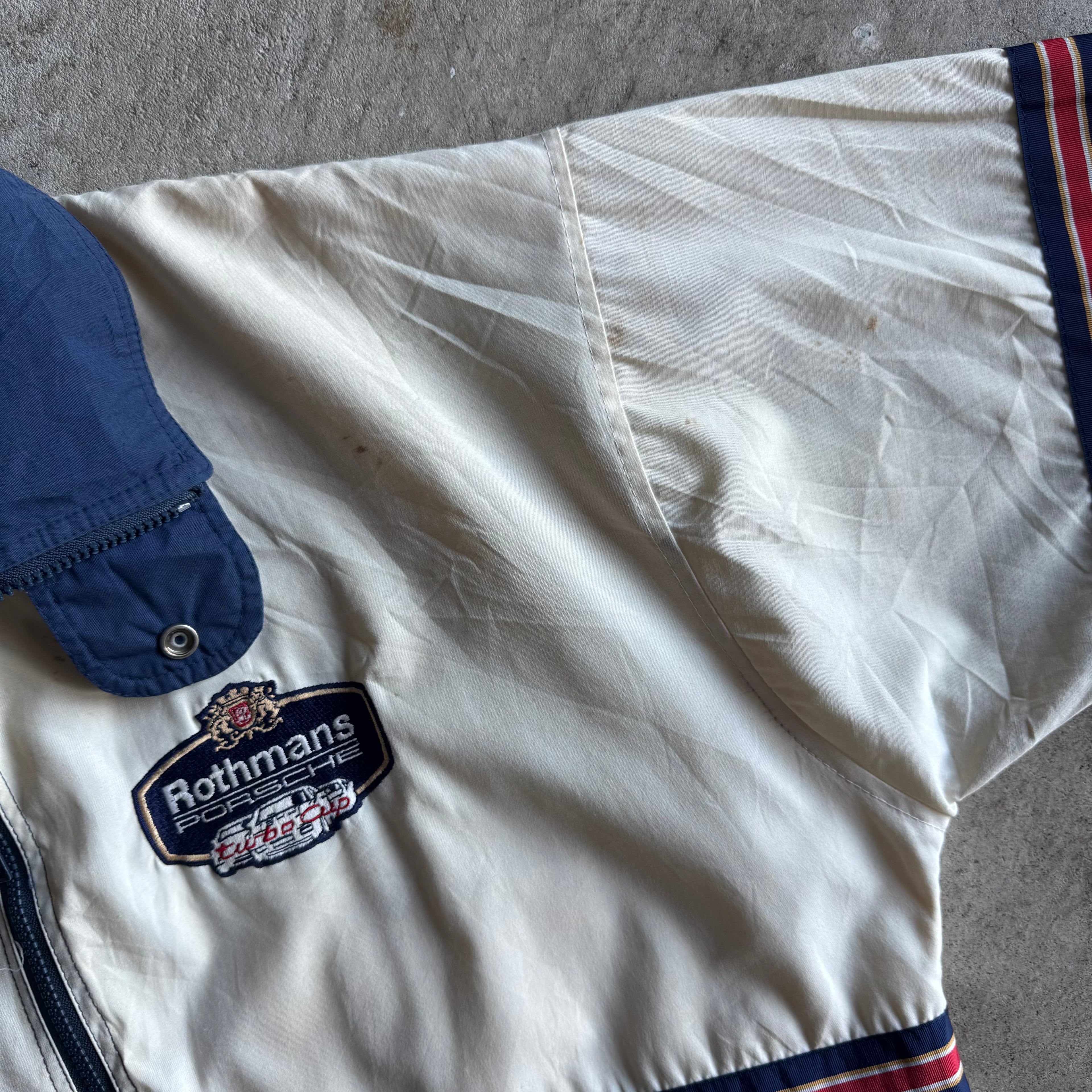 80s Porsche Rothmans Racing Striped Outerwear Jacket (XL)