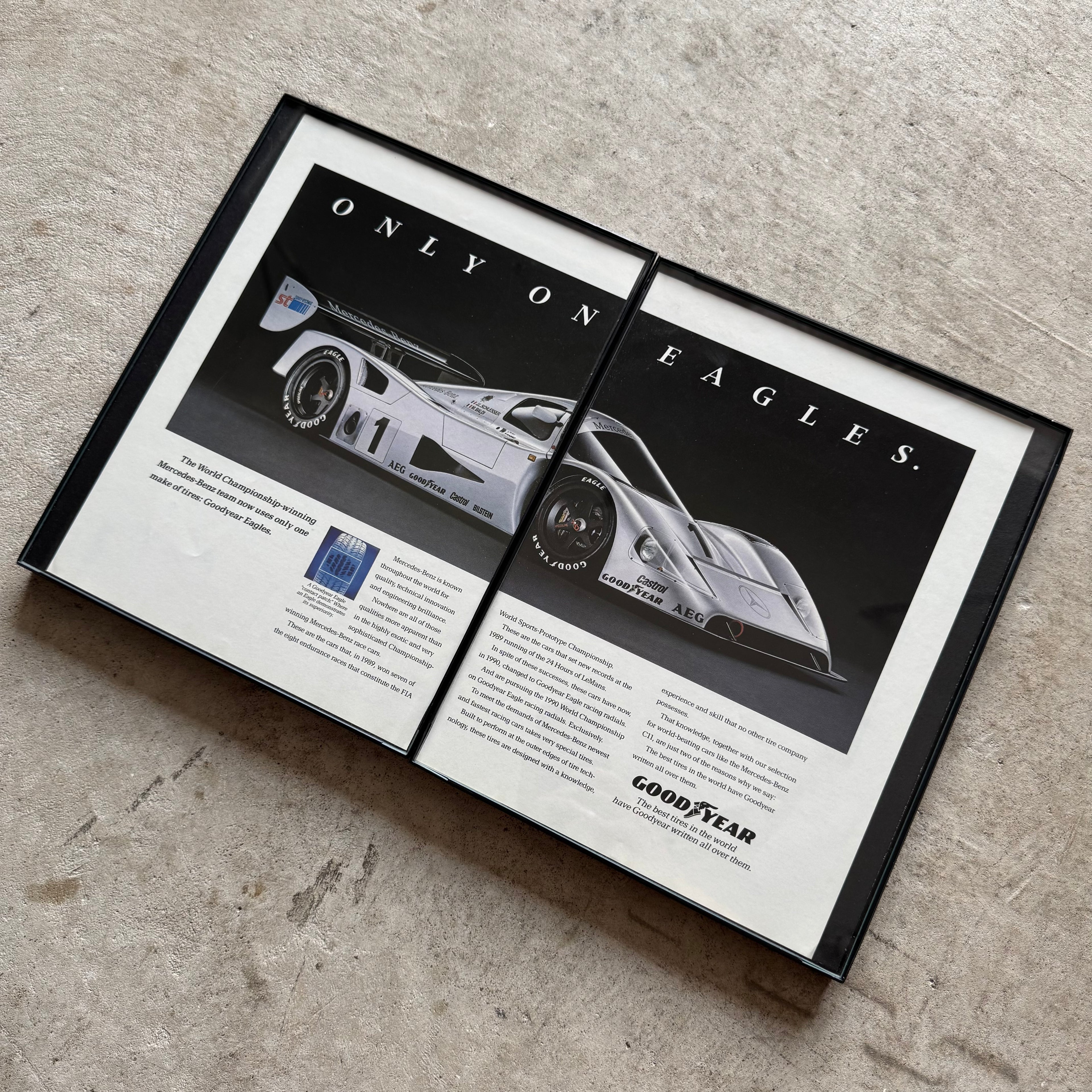 1991 2 Piece Mercedes-Benz C11 Prototype Framed Advertisement