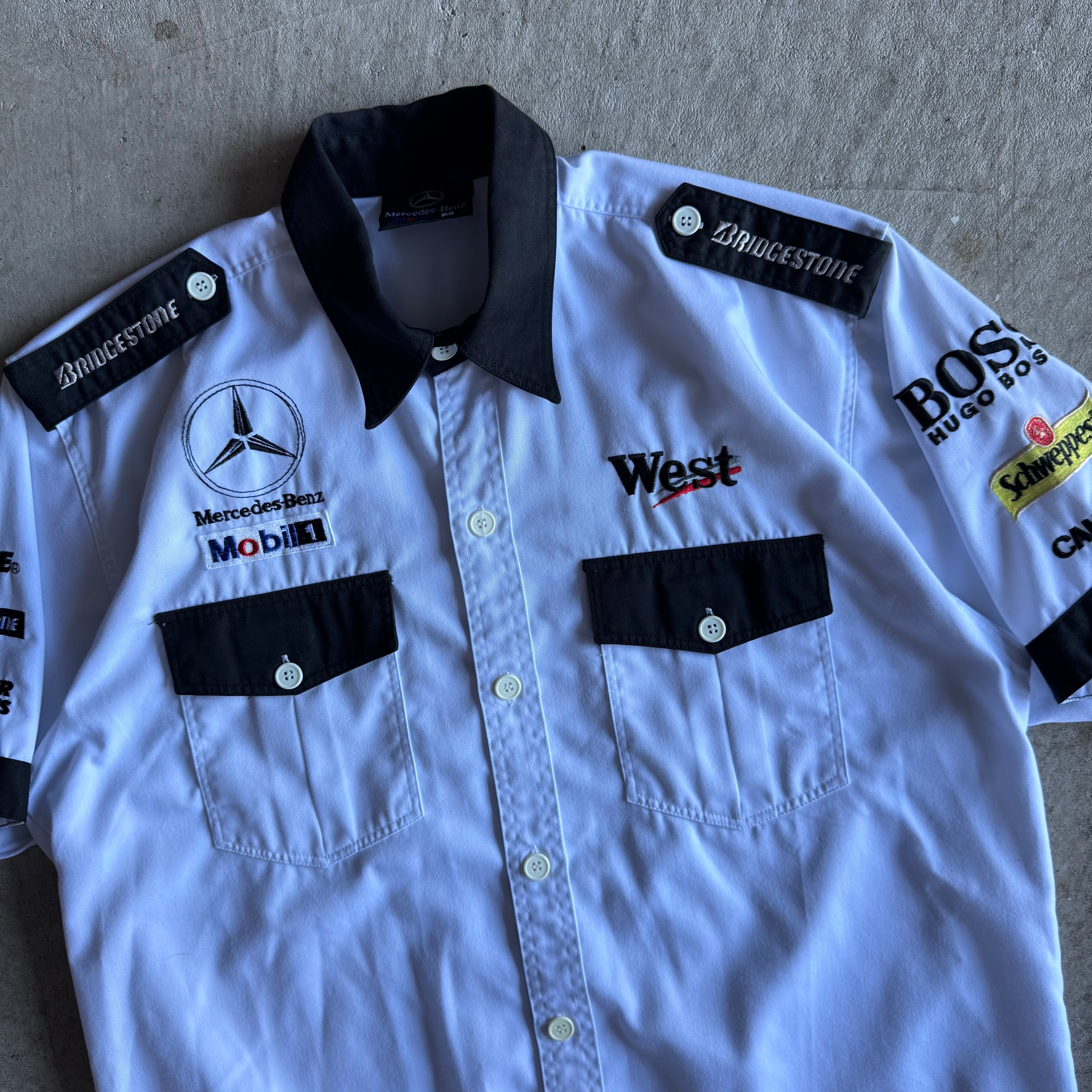 90s Mercedes West McLaren Formula 1 Button Up Shirt (XL)