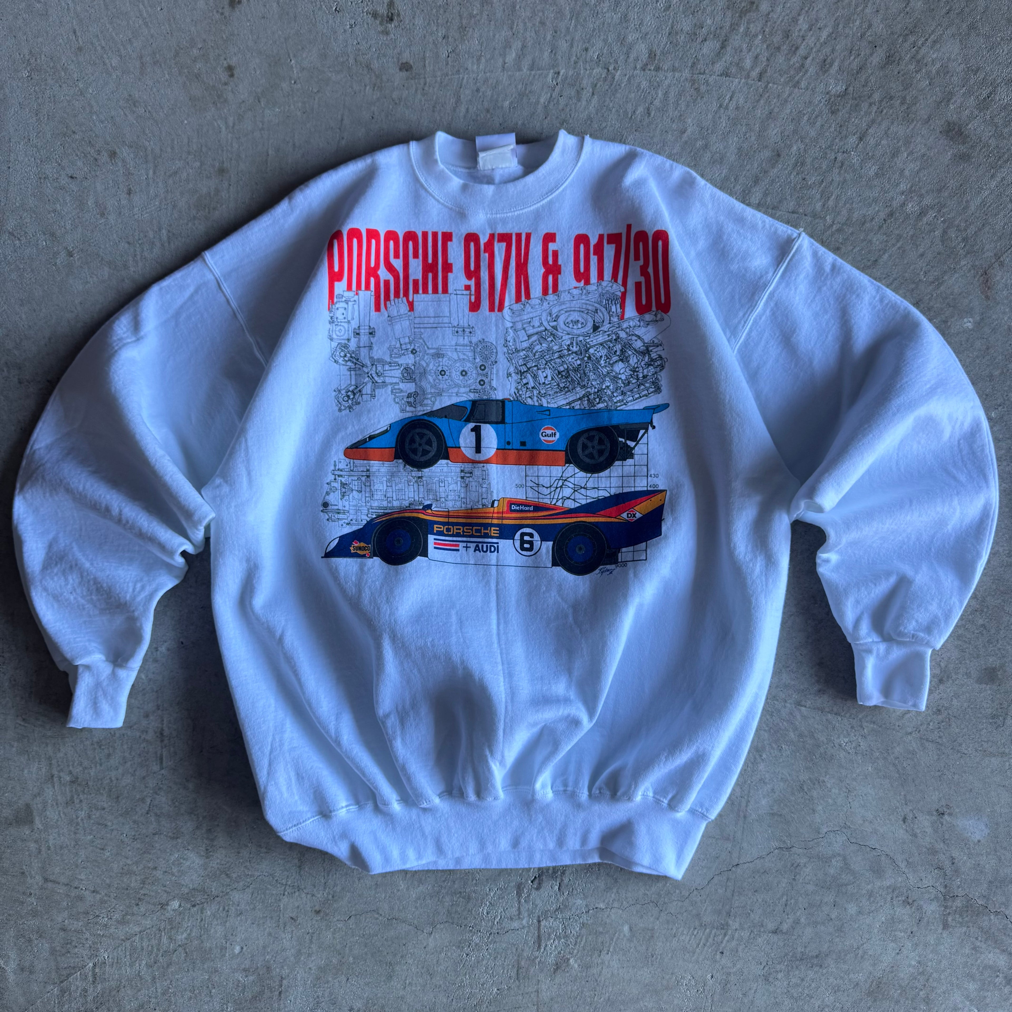 90s Porsche Le Mans Champions White Pullover Sweater (XL)