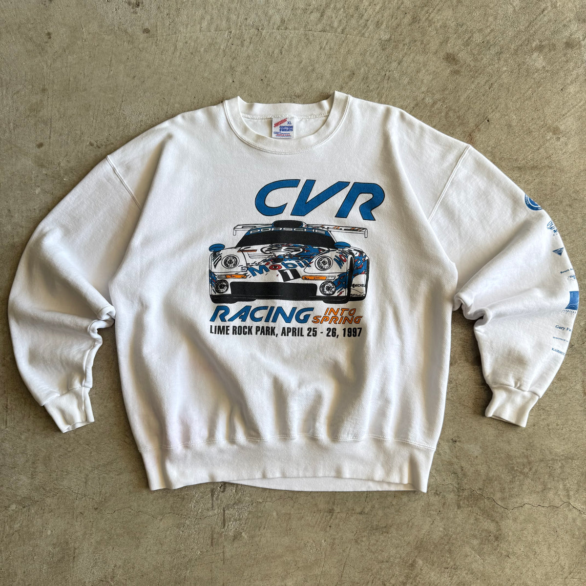 1997 Porsche GT1 CVR Racing into Spring White Crewneck Sweater (XL)