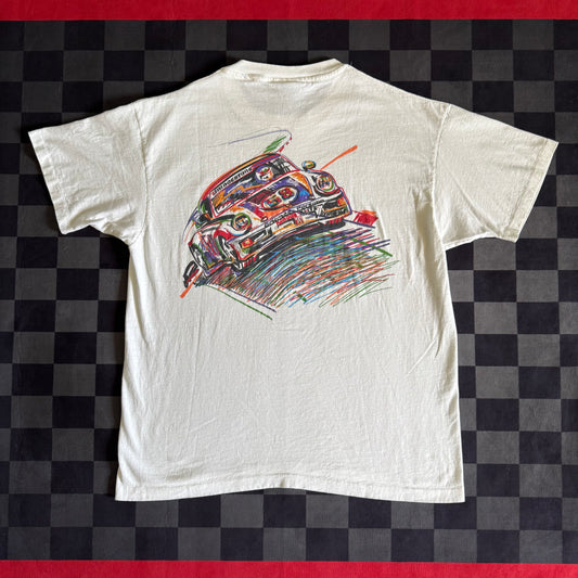 Vintage 90s Bridgestone Porsche 964 Turbo White T Shirt Size XL