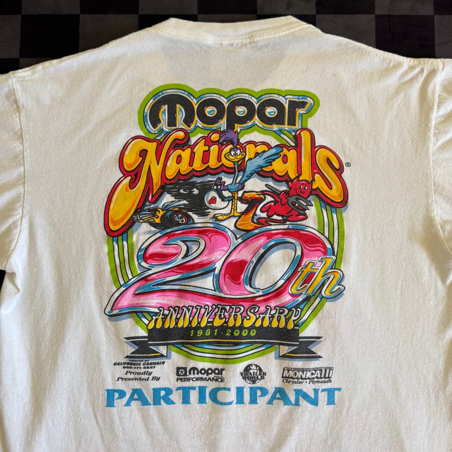 Vintage 2000 Mopar Nationals 20th Anniversary Participant White T Shirt Size Large