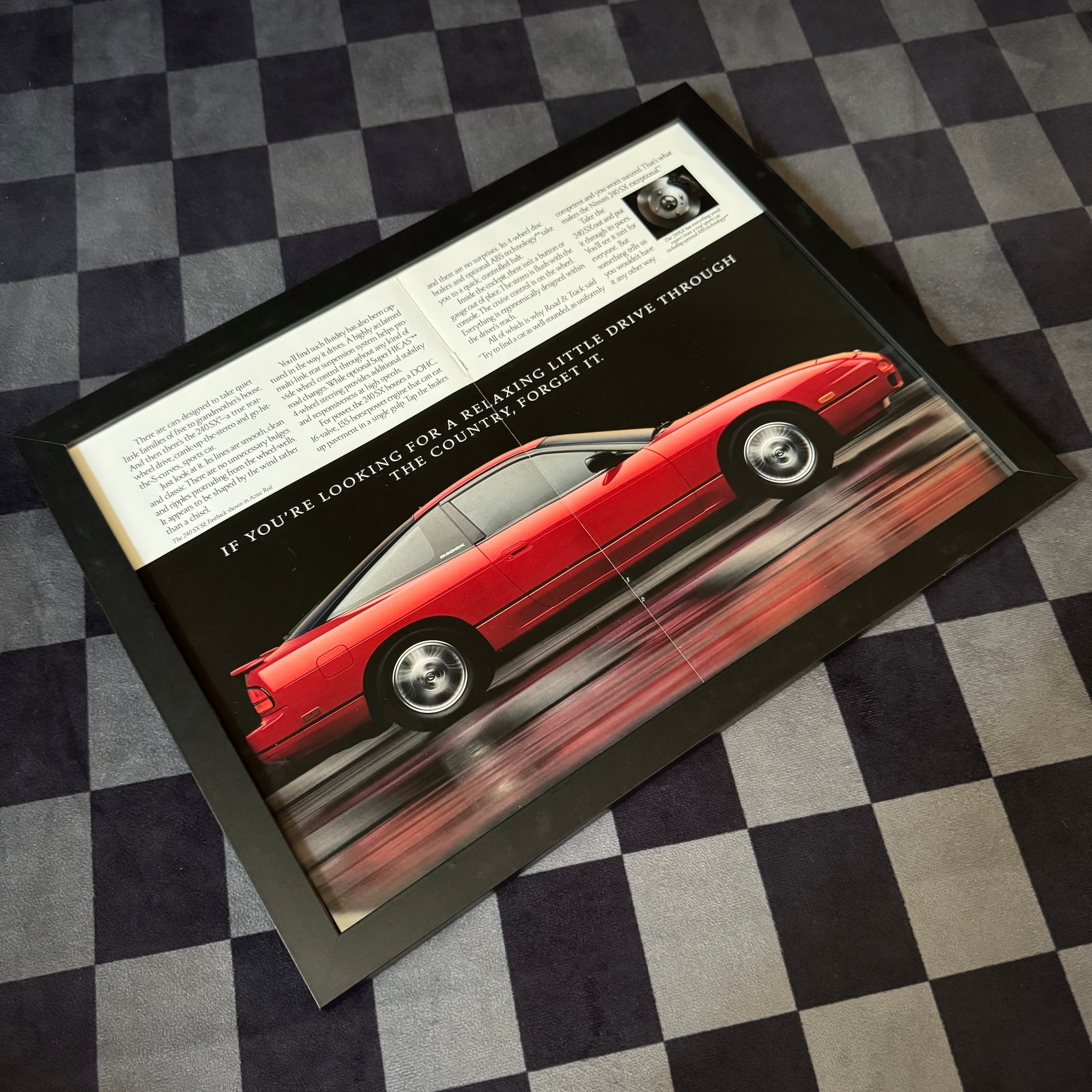 90s Nissan 240sx Aztec Red Brochure Framed Advertisement