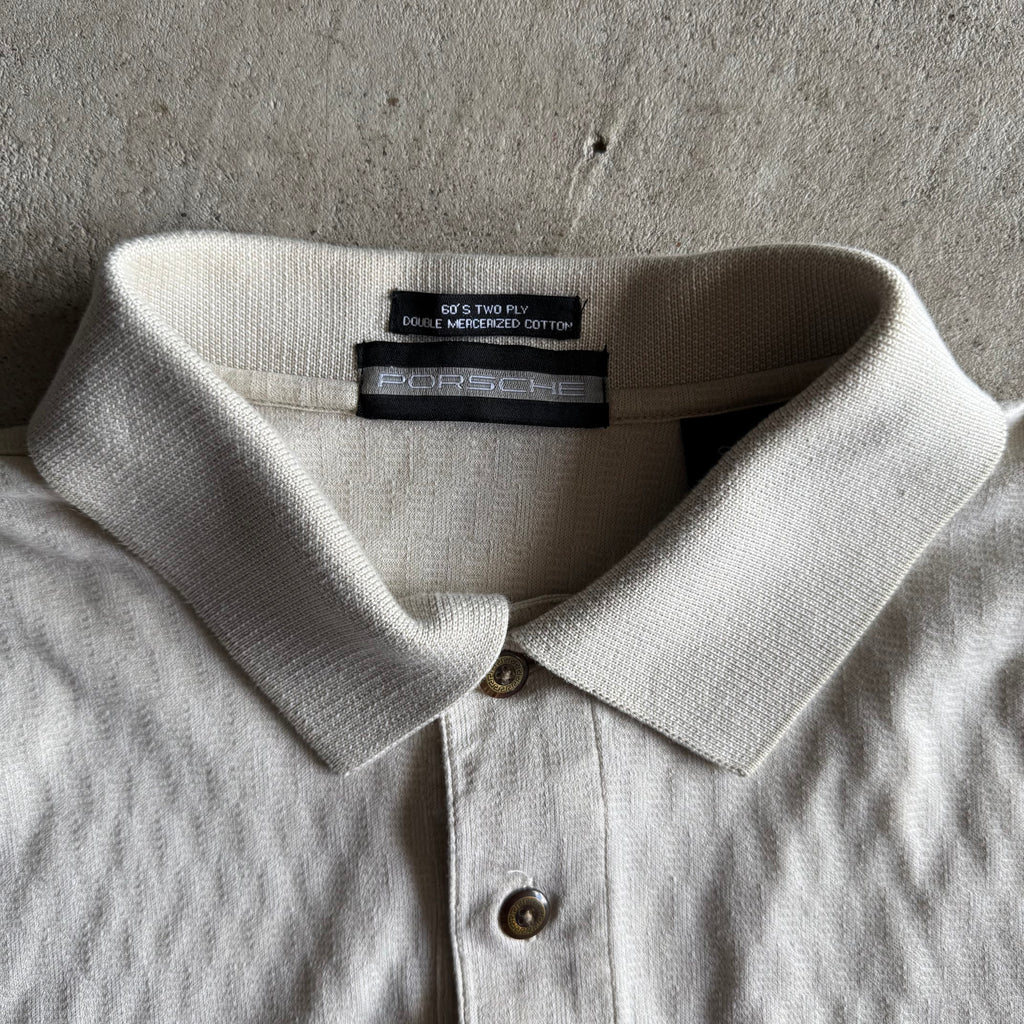 90s Porsche Selection Beige Embroidered Polo Shirt (M)