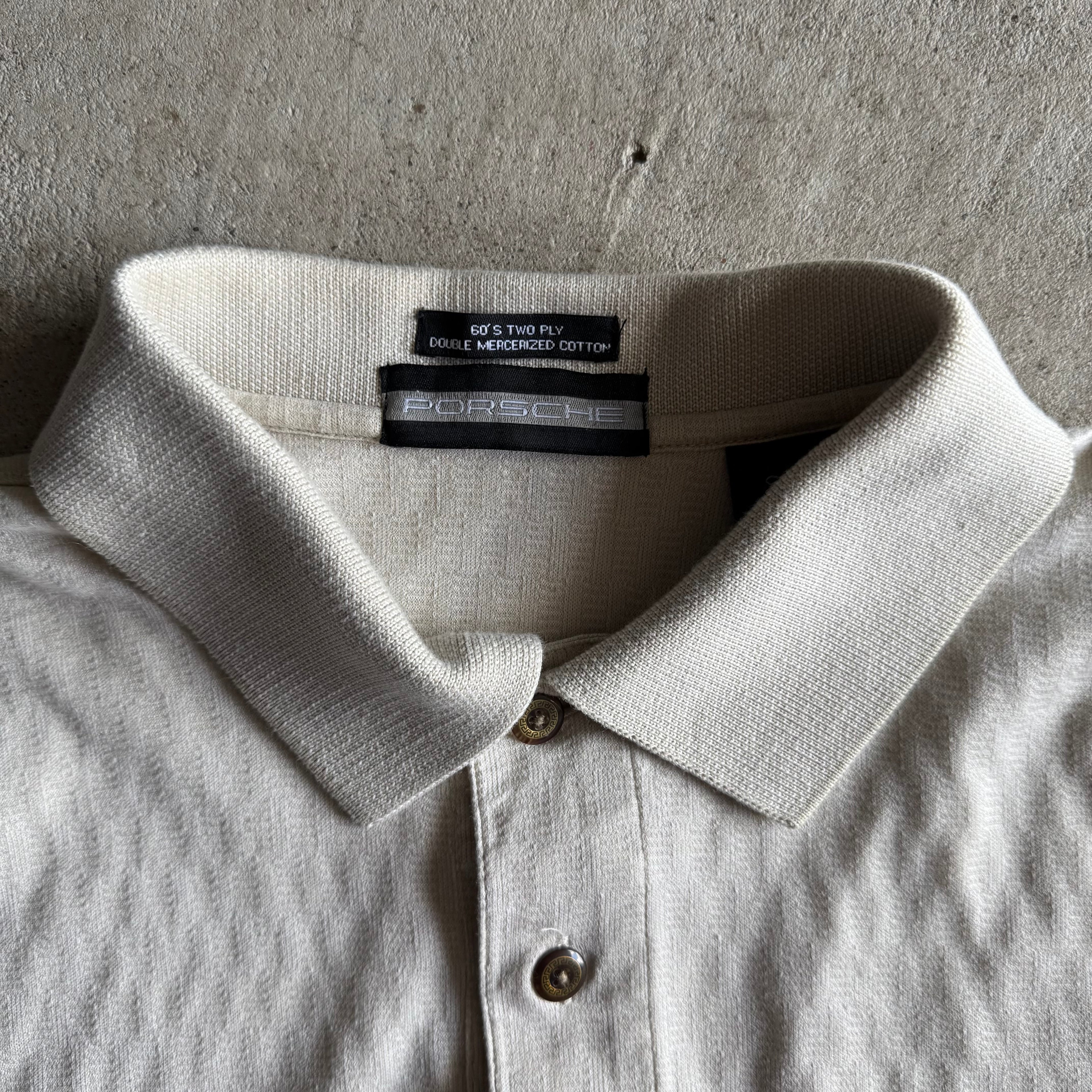 90s Porsche Selection Beige Embroidered Polo Shirt (M)