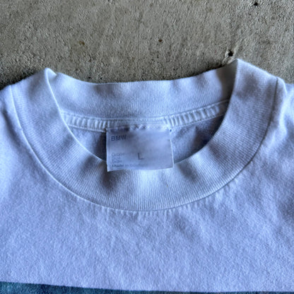 Vintage 90s Powered by BMW McLaren F1 Fina White T Shirt Size Large