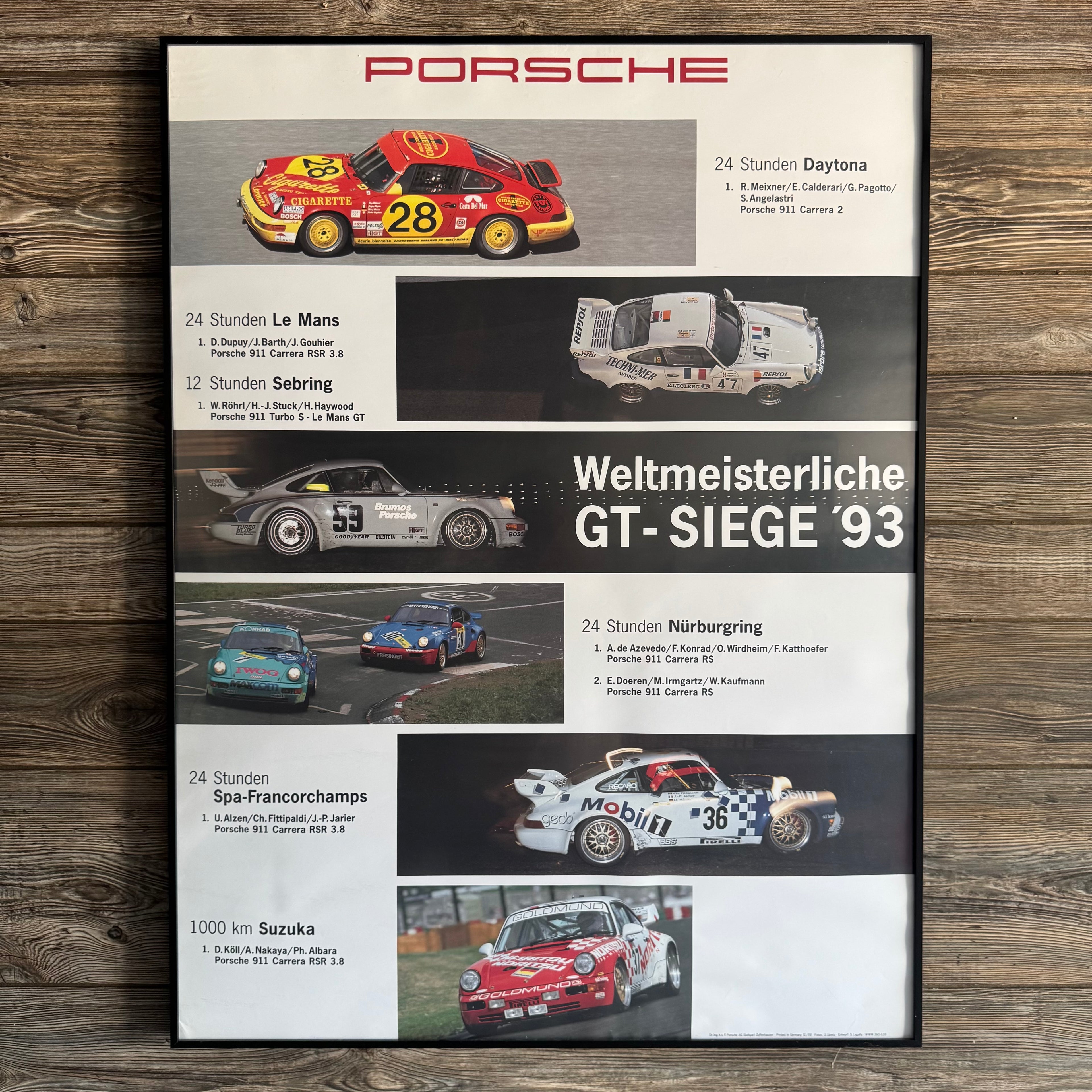 1993 Porsche World Champion GT Seige Victory Poster