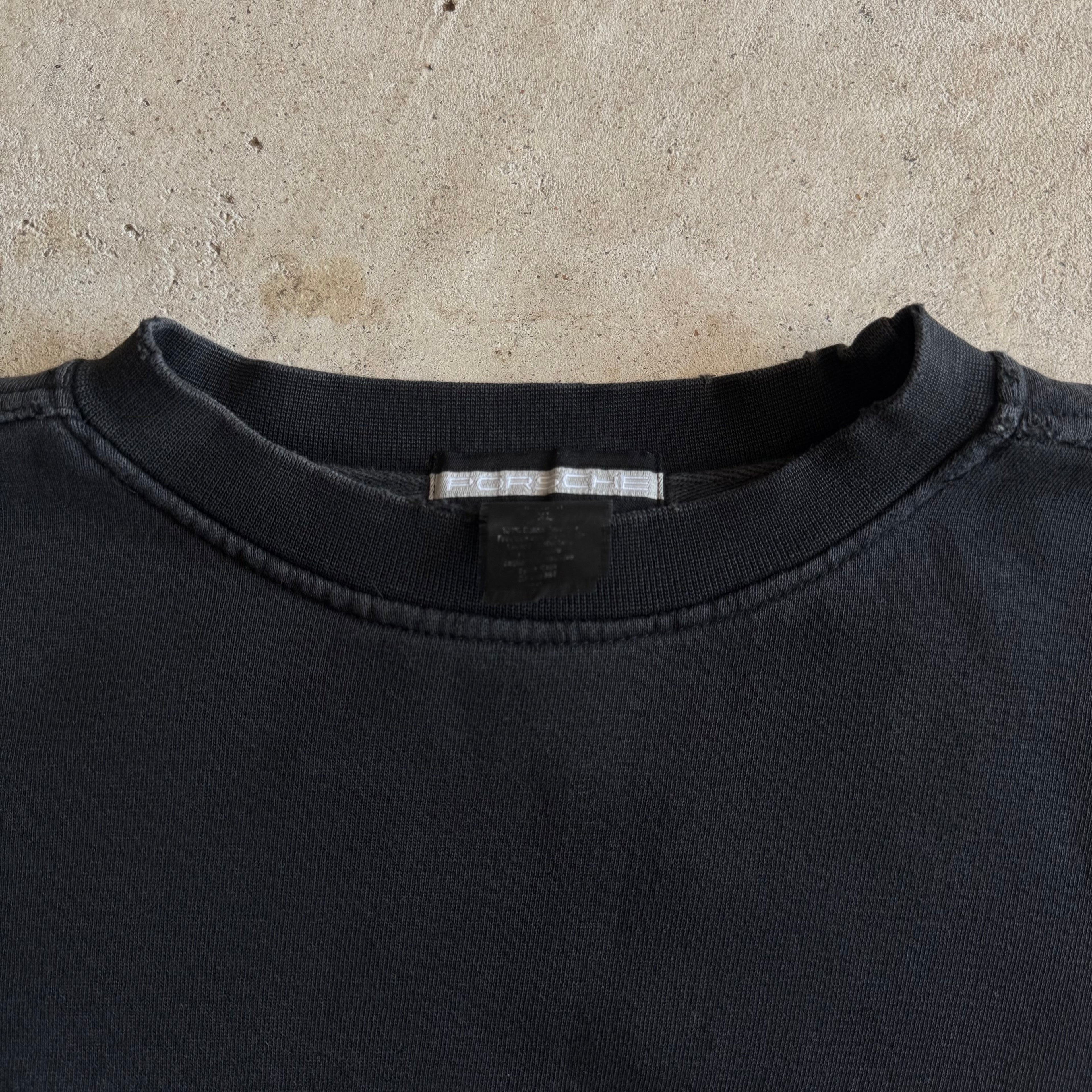 90s Porsche Selection Patch Black Distressed Crewneck Sweater (XL)