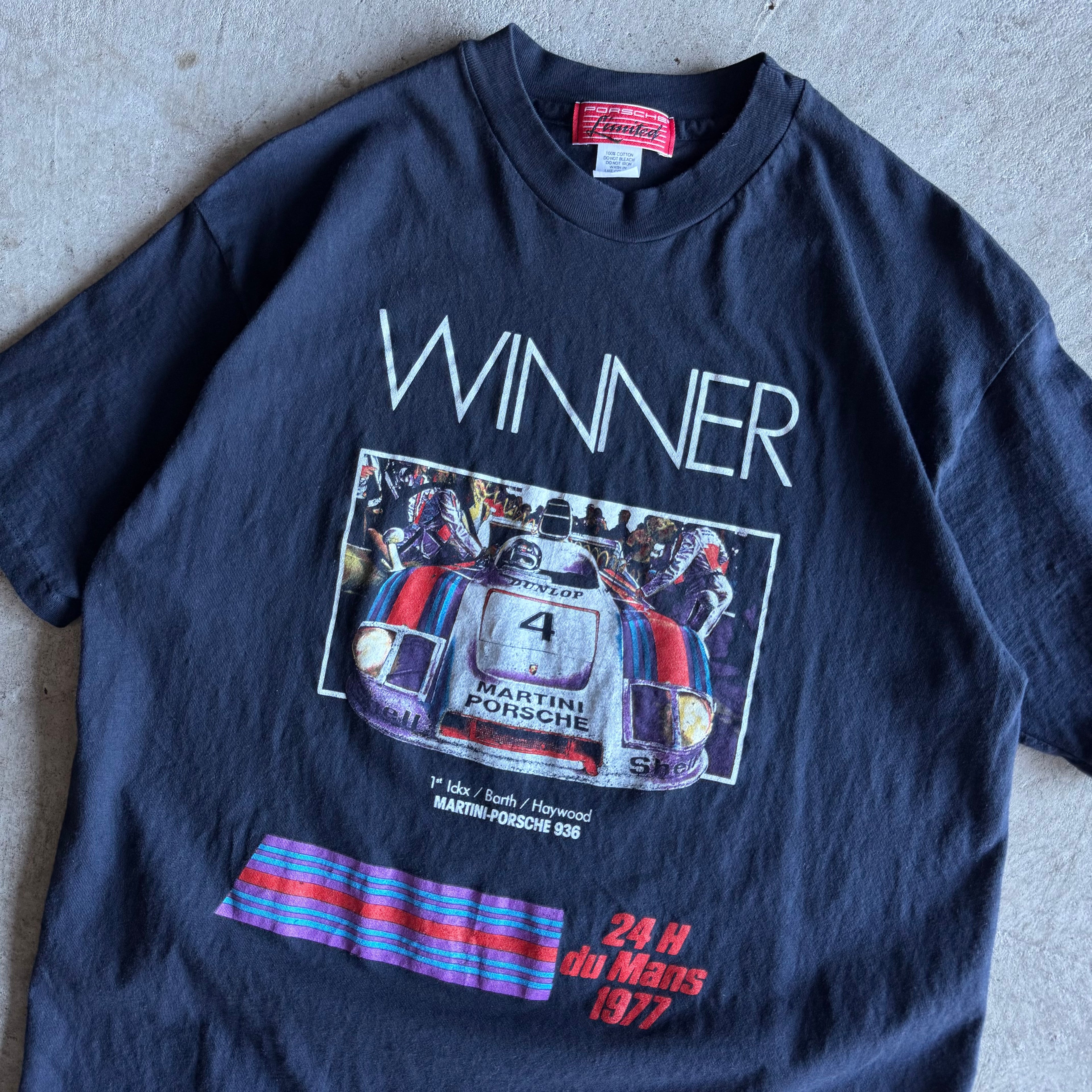 80s Porsche Limited 936 24 Heures du Mans Winner Navy T Shirt (XL)