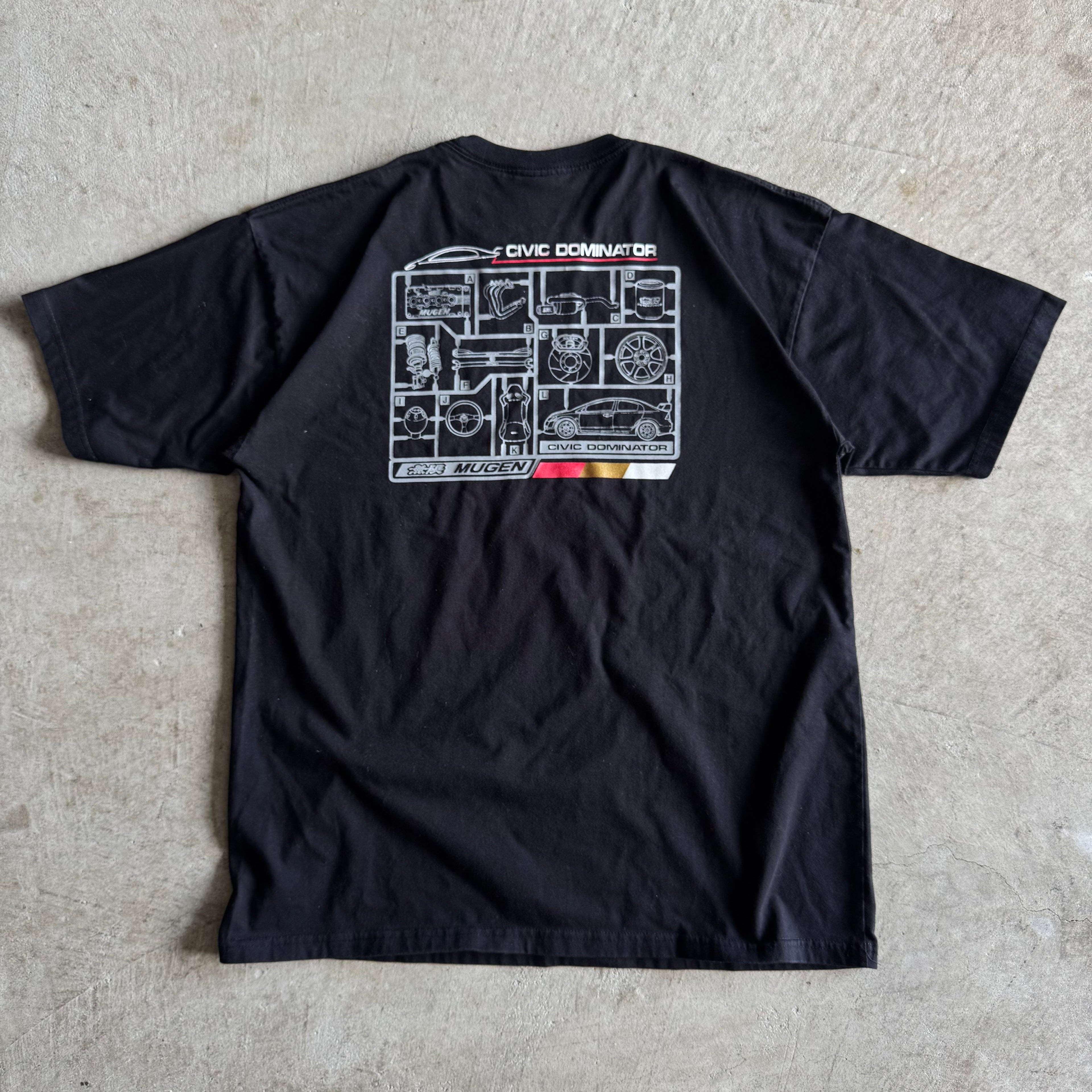 Vintage 2000s Mugen Sport Honda Civic Dominator Black T Shirt Size XL XXL