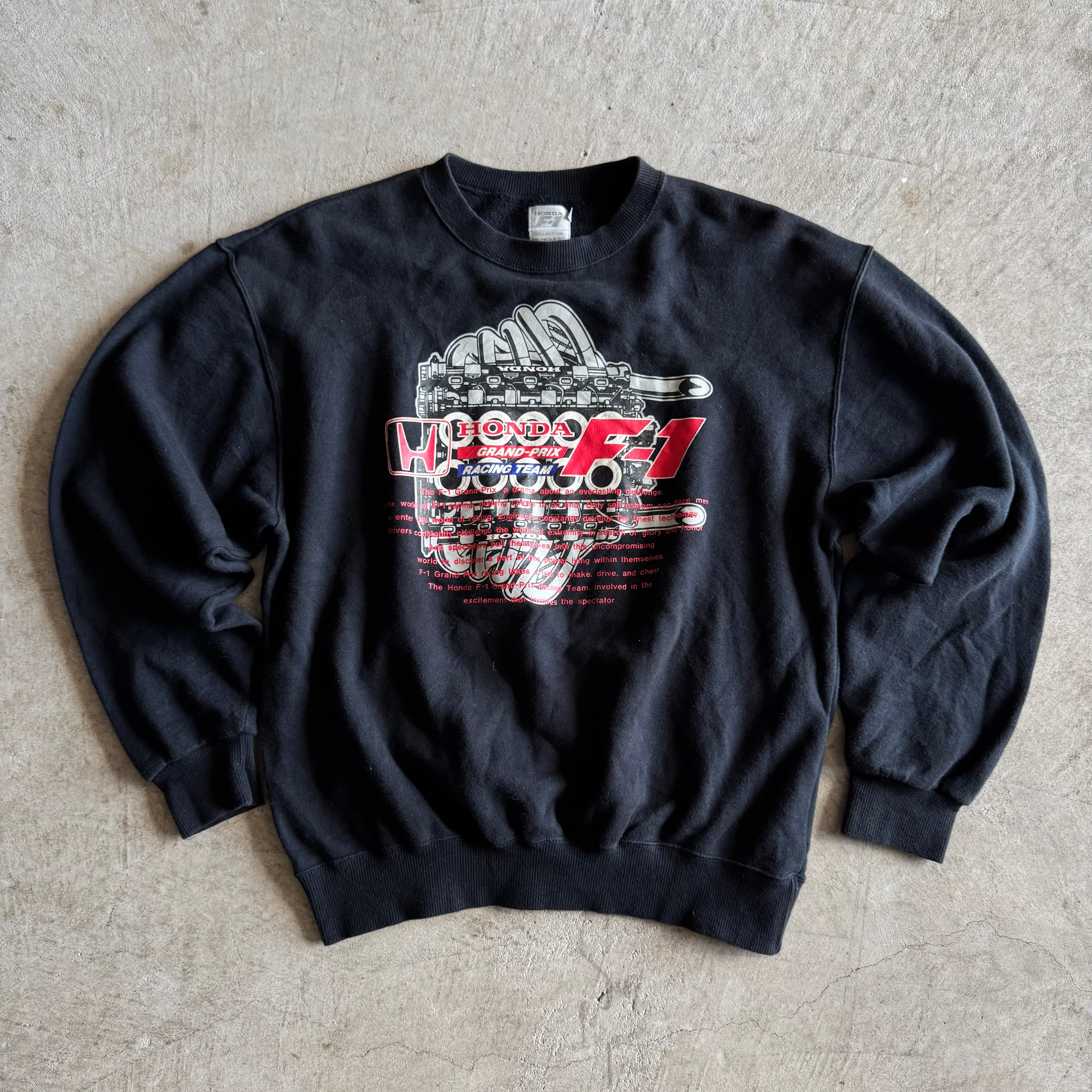 Vintage 90s Honda F1 Collection V10 Black Crewneck Sweater Size Large