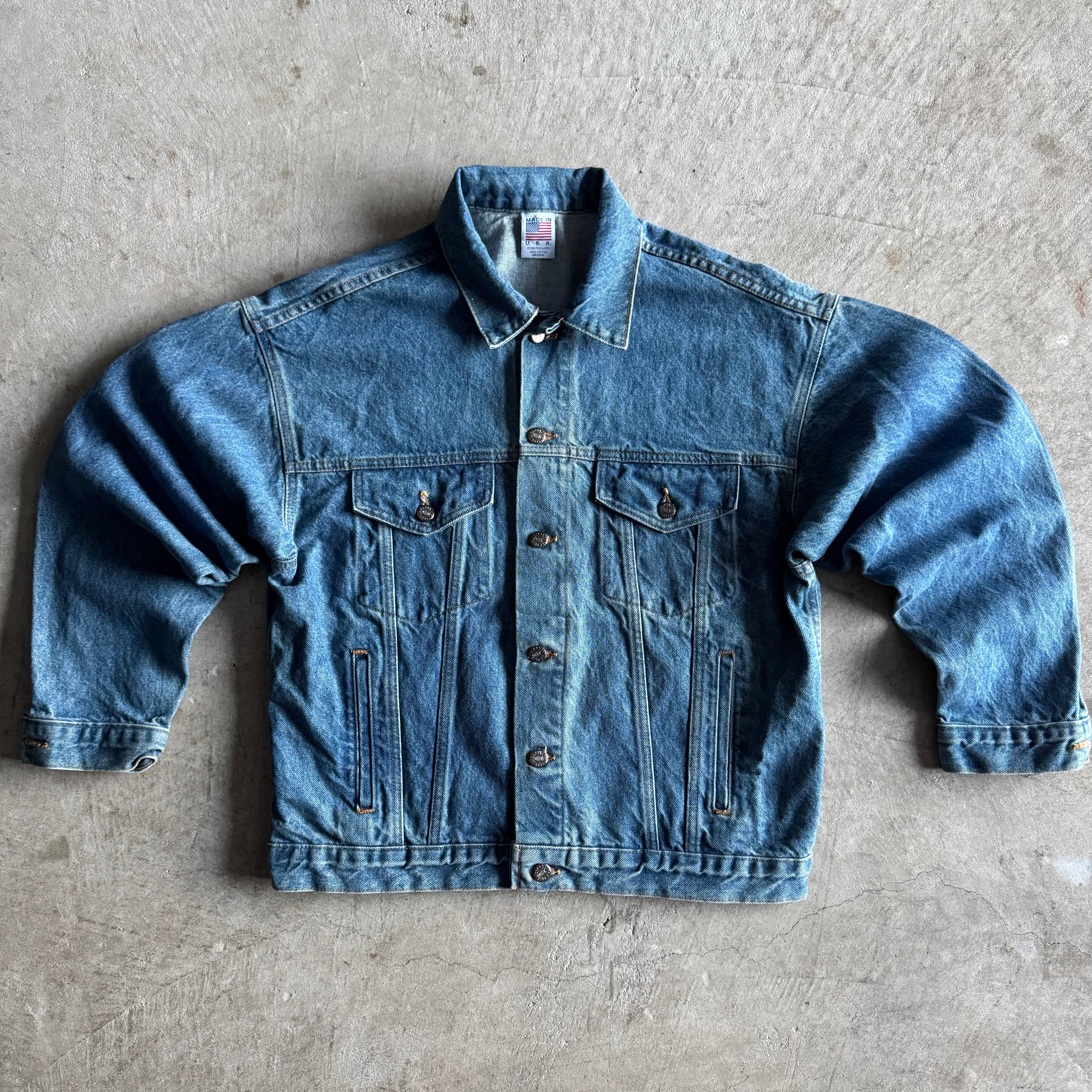 Vintage 90s Yokohama Motorsports Technology Blue Denim Jacket Size Large