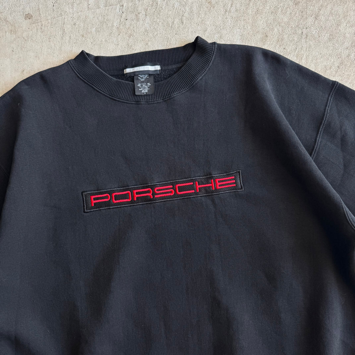 90s Porsche Selection Patch Black Crewneck Sweater (L)