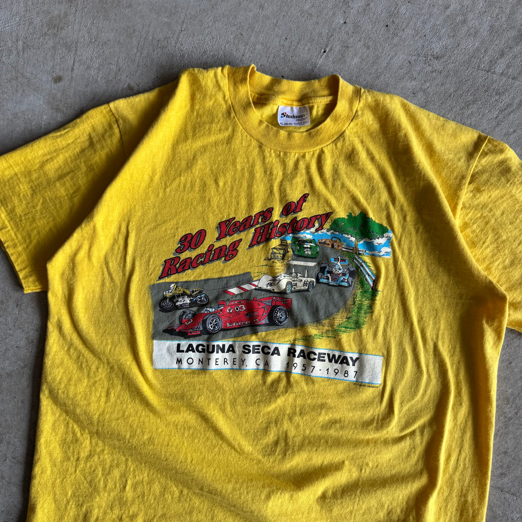 1987 Laguna Seca 30 Years of Racing Yellow T Shirt (XL)