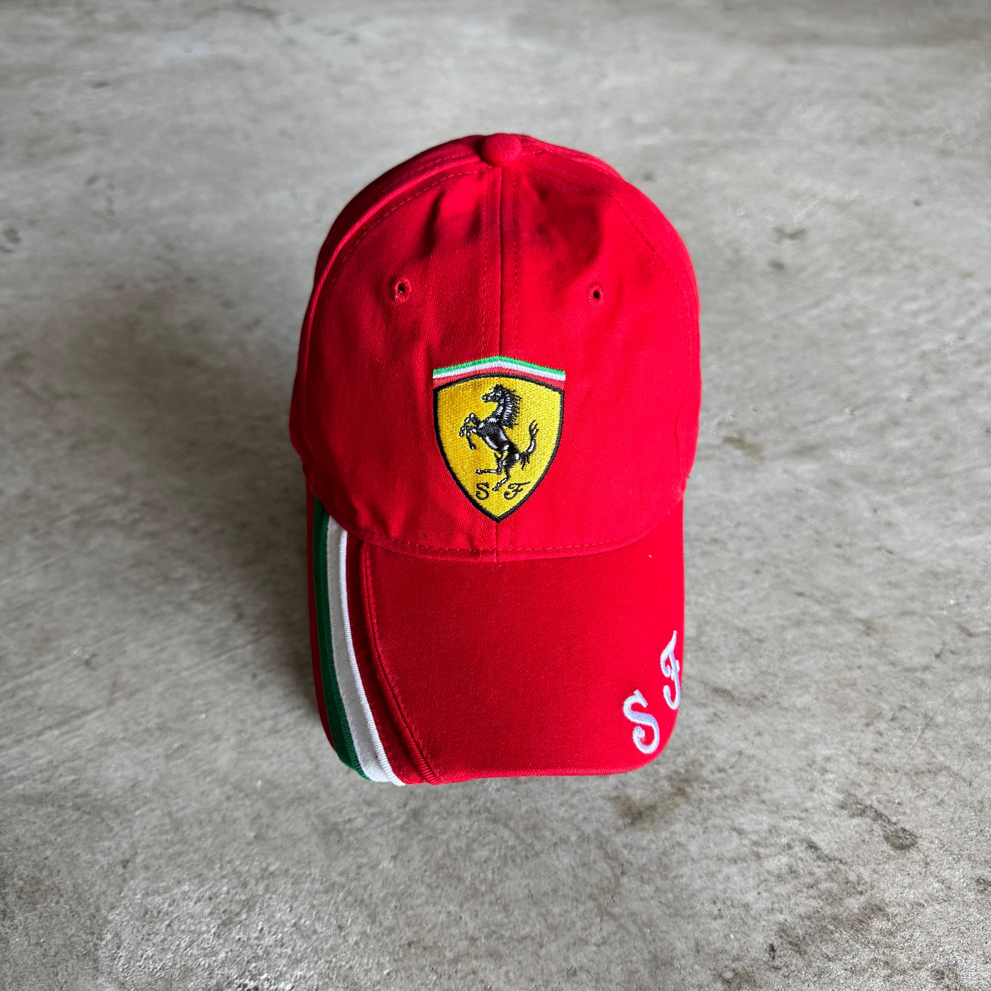 90s Scuderia Ferrari Red White Green Striped Hat