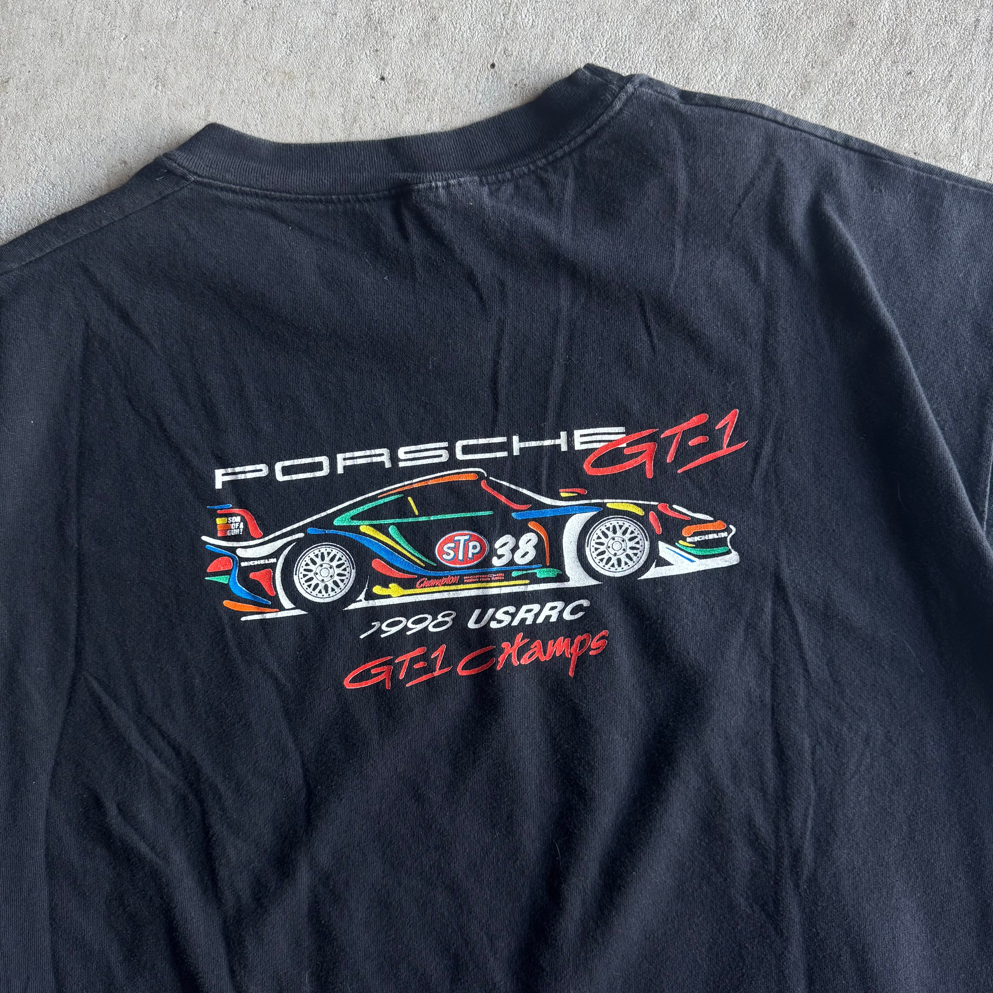 90s Porsche Champion Racing 911 GT1 Black T Shirt (XL)