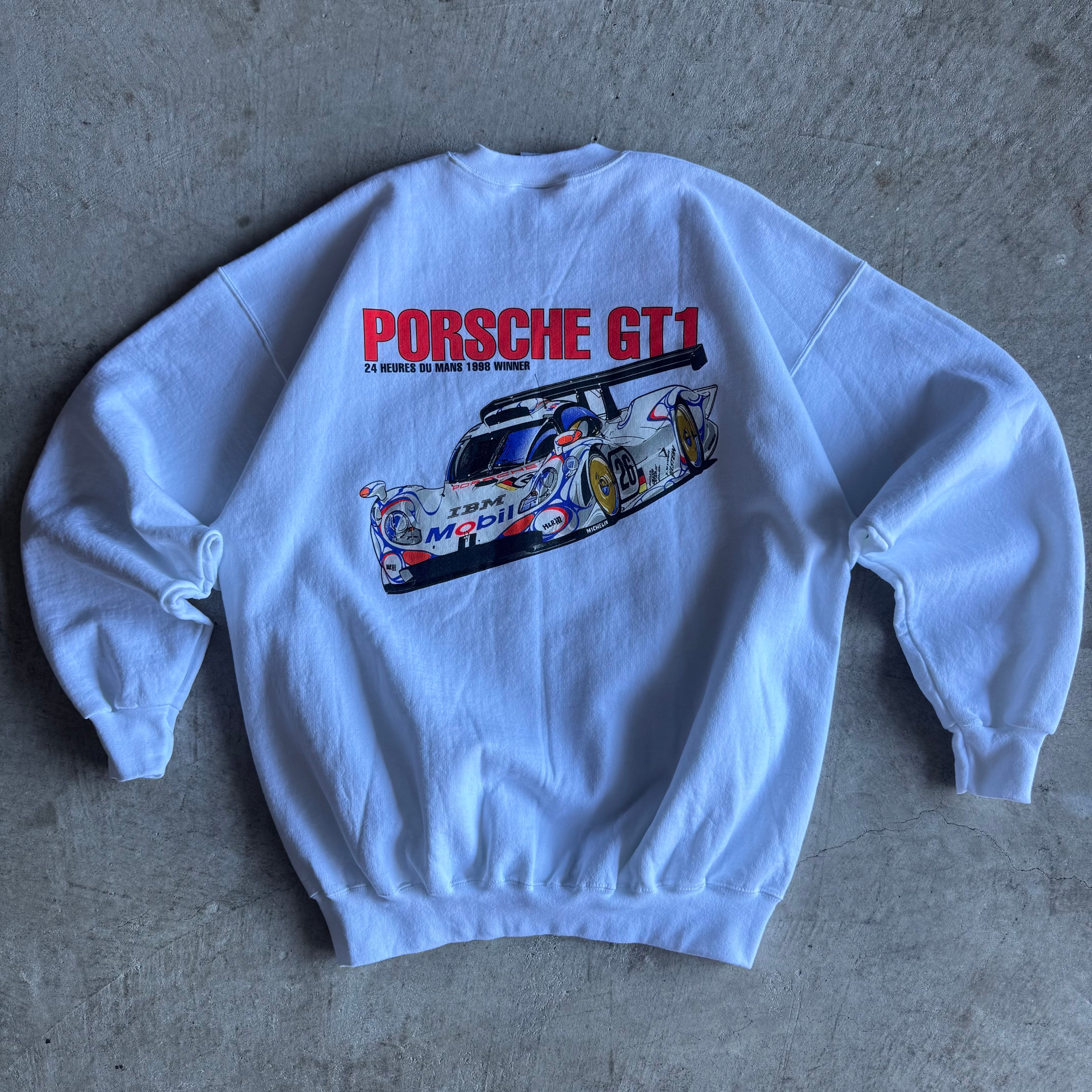90s Porsche Le Mans Champions White Pullover Sweater (XL)