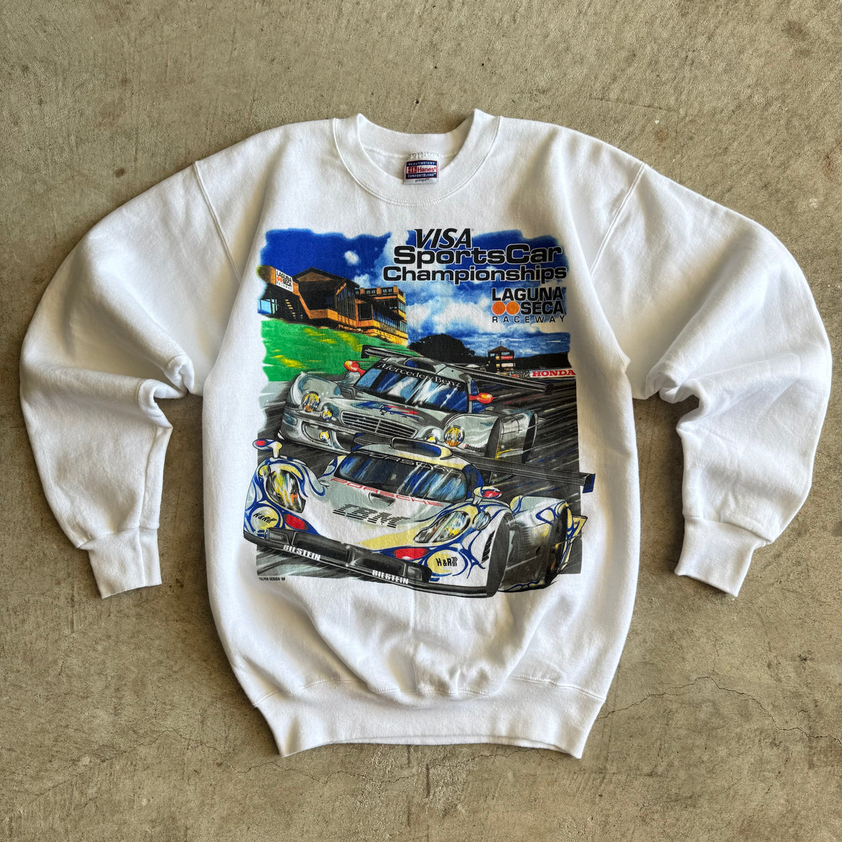 1998 Visa Sportscar Championship Porsche GT1 CLK GTR White Crewneck Sweater (M)