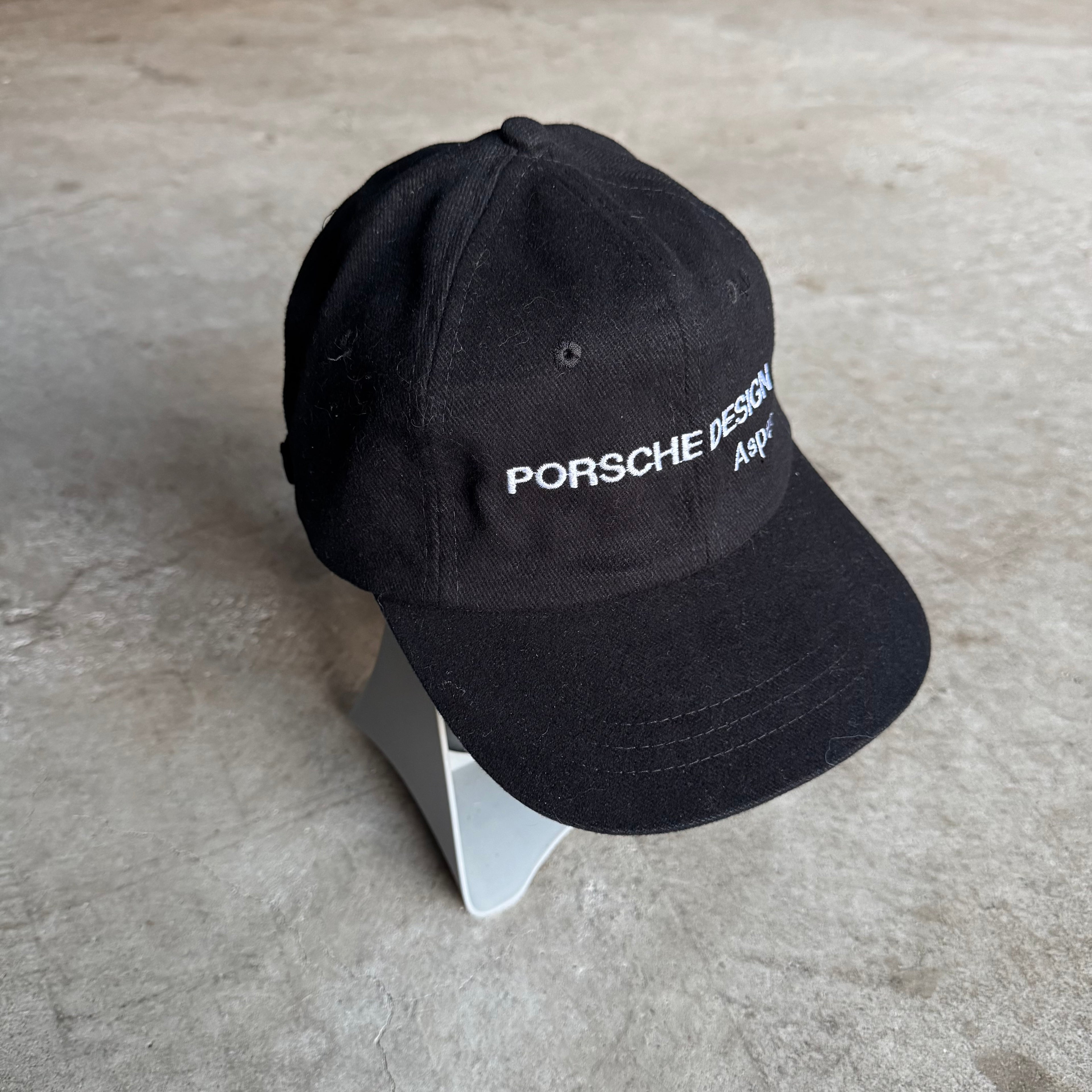 90s Porsche Design Aspen Embroidered Black Strapback Hat