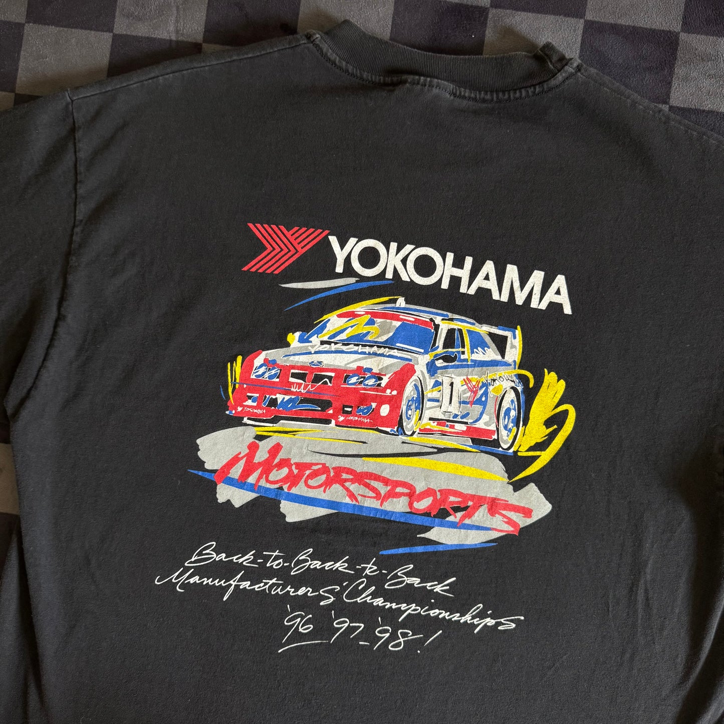Vintage Yokohama Motorsports BMW Back to Back Champions Black T Shirt XL