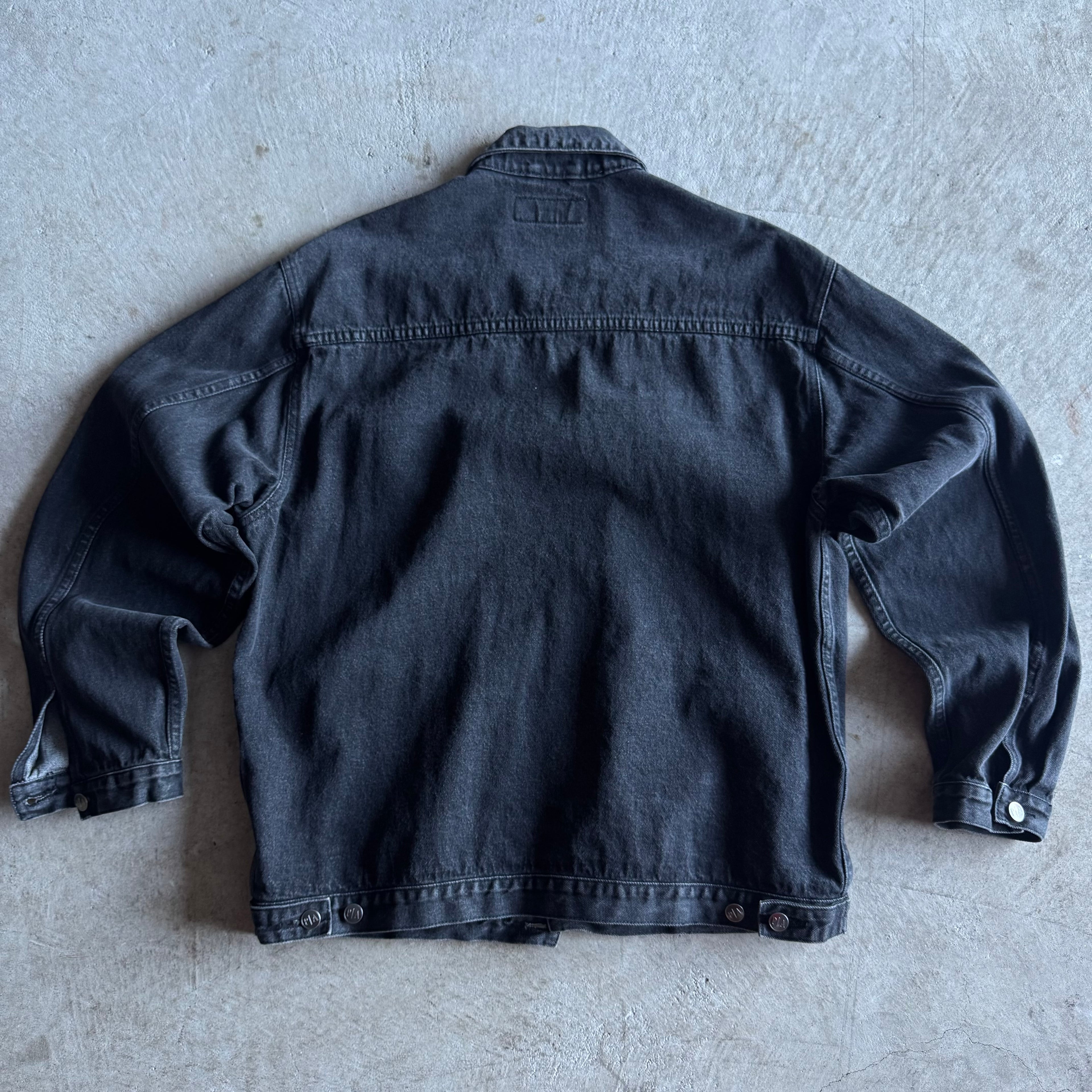 Vintage Yokohama Motorsports Embroidered Black Denim Jean Jacket Size Large