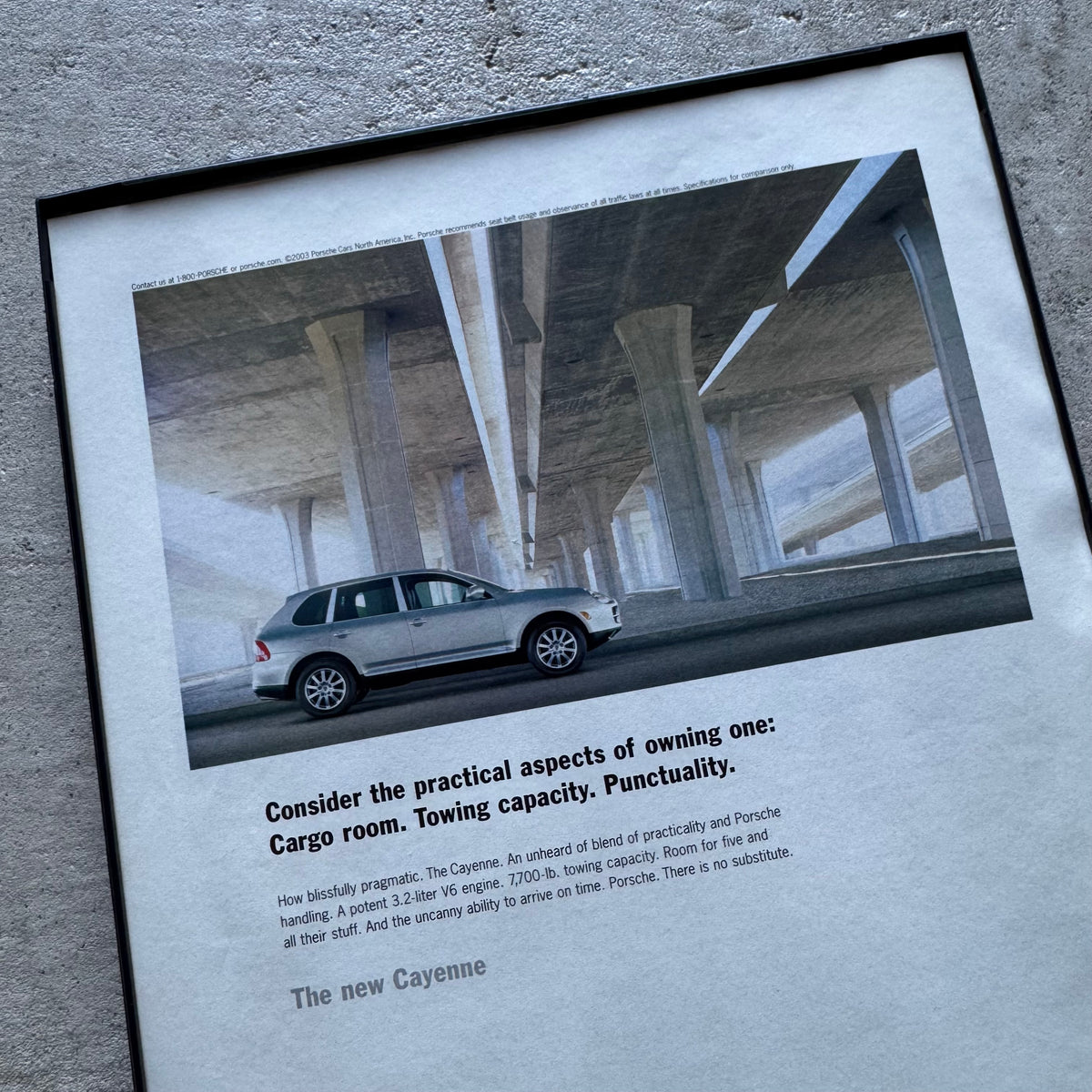 2003 Porsche Cayenne The Practical Aspects Framed Advertisement
