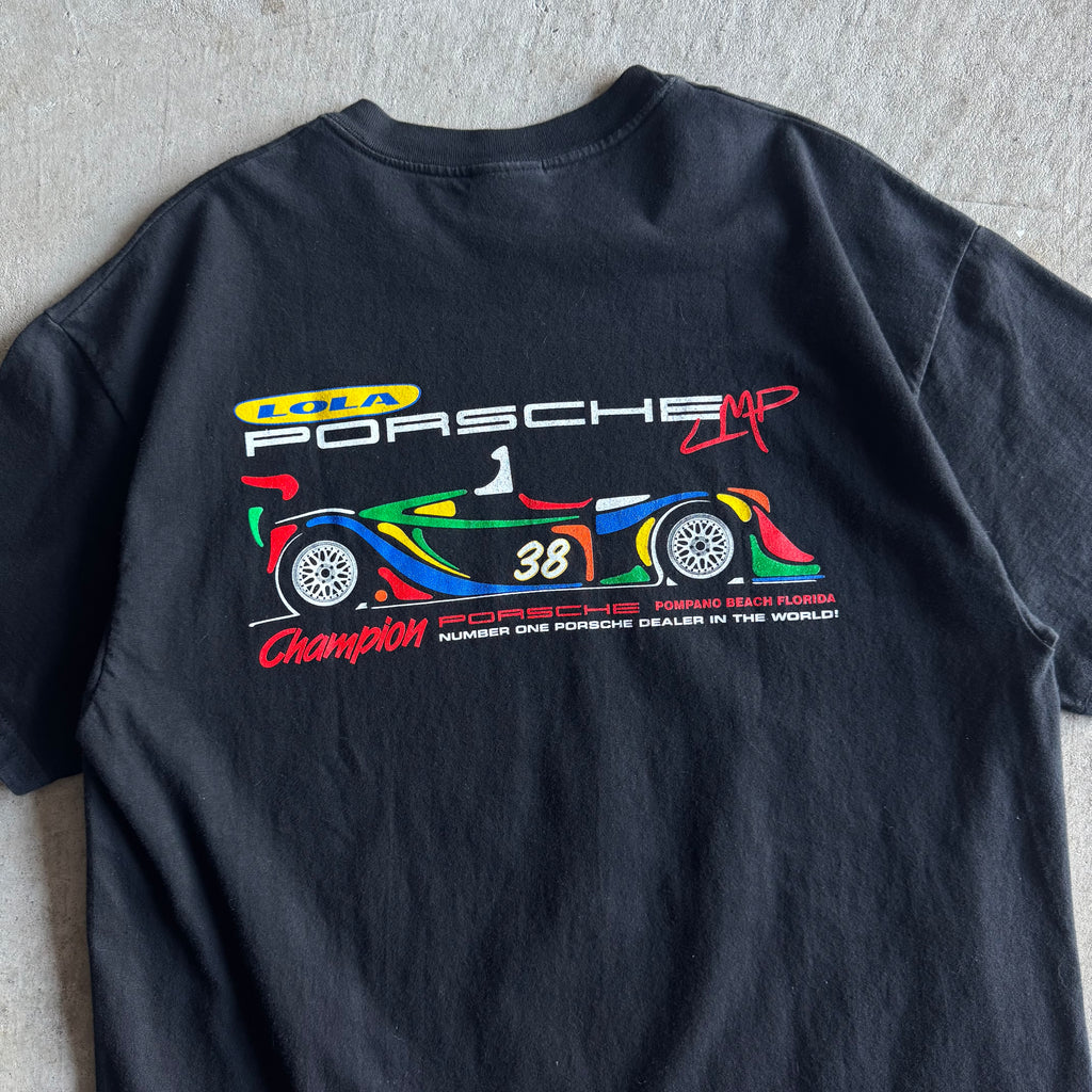 2000s Porsche Champion LOLA Racing LMP Black T Shirt (L)