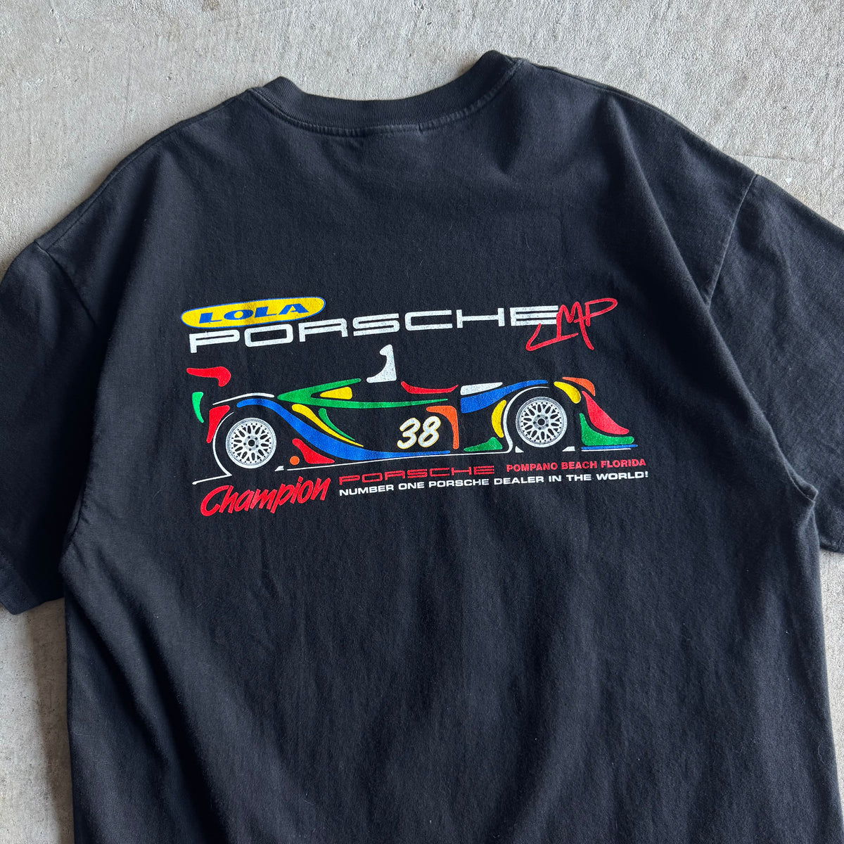 2000s Porsche Champion LOLA Racing LMP Black T Shirt (L)