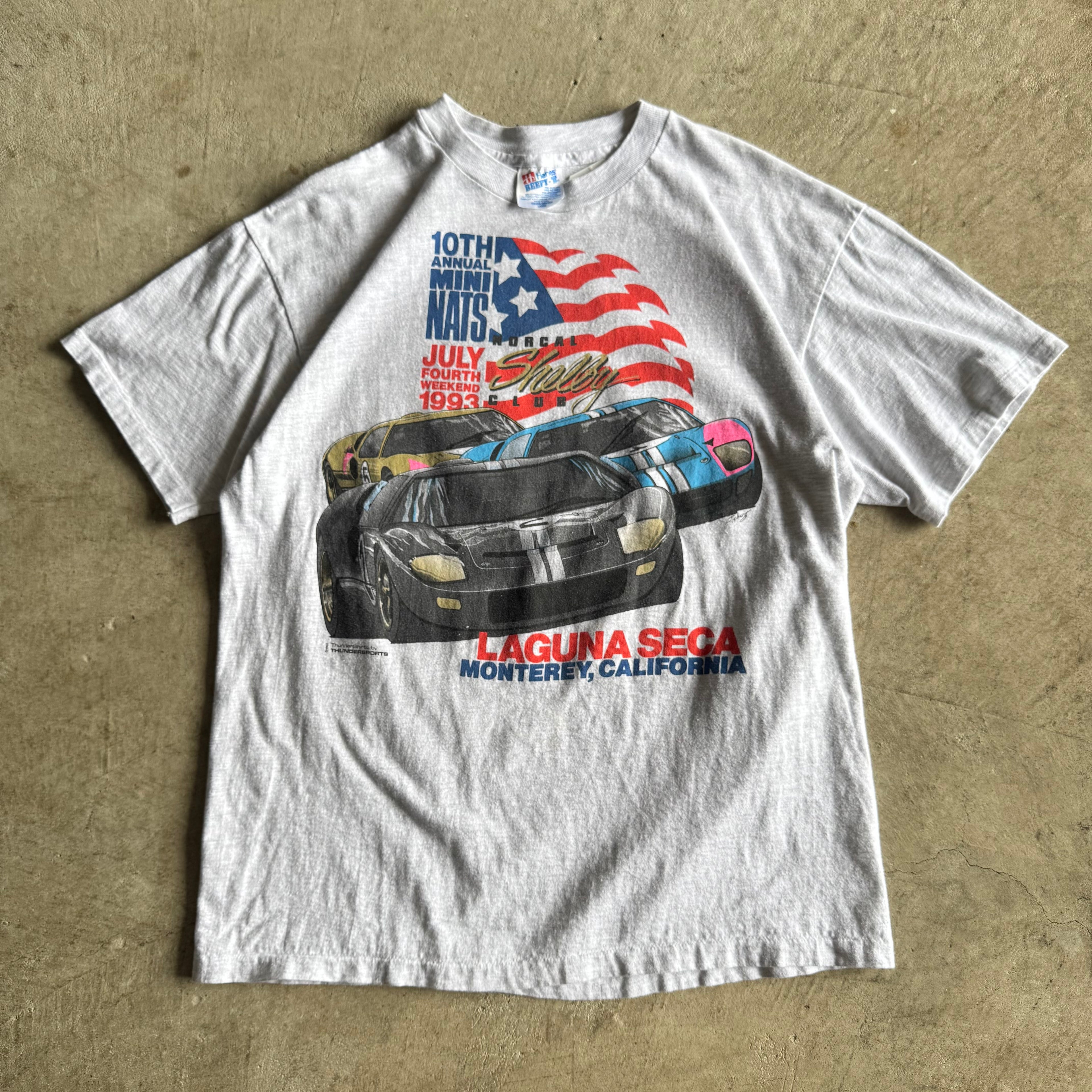 Vintage 90s 1993 Mini Nats July 4th Laguna Seca Grey T Shirt Size Large