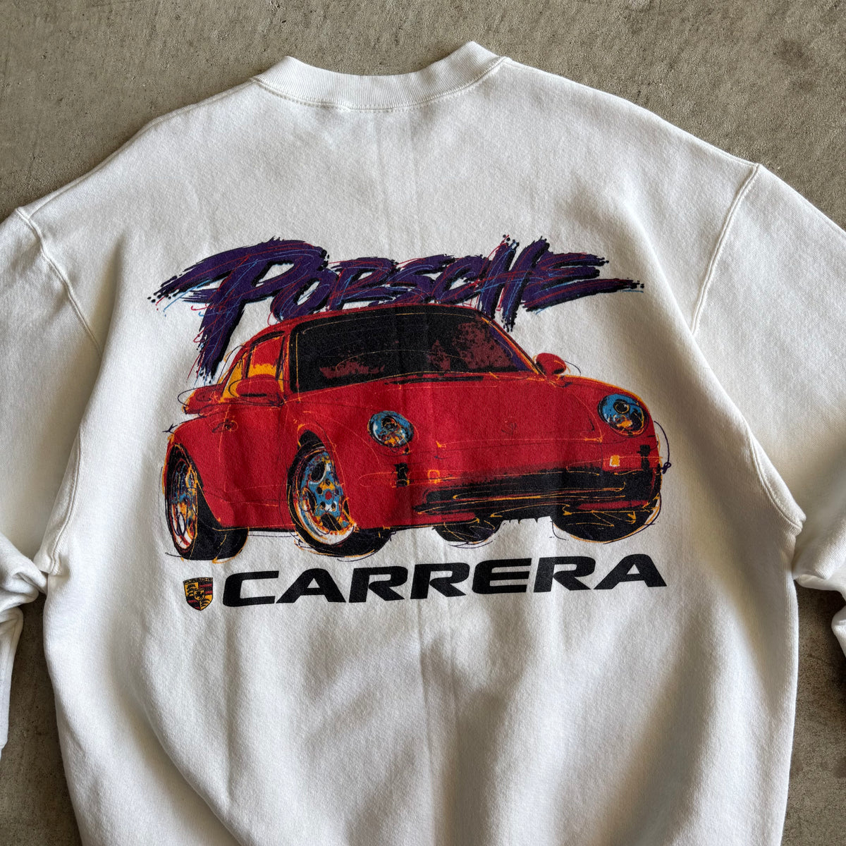 90s Porsche Carrera 993 White Crewneck Sweater (XL)