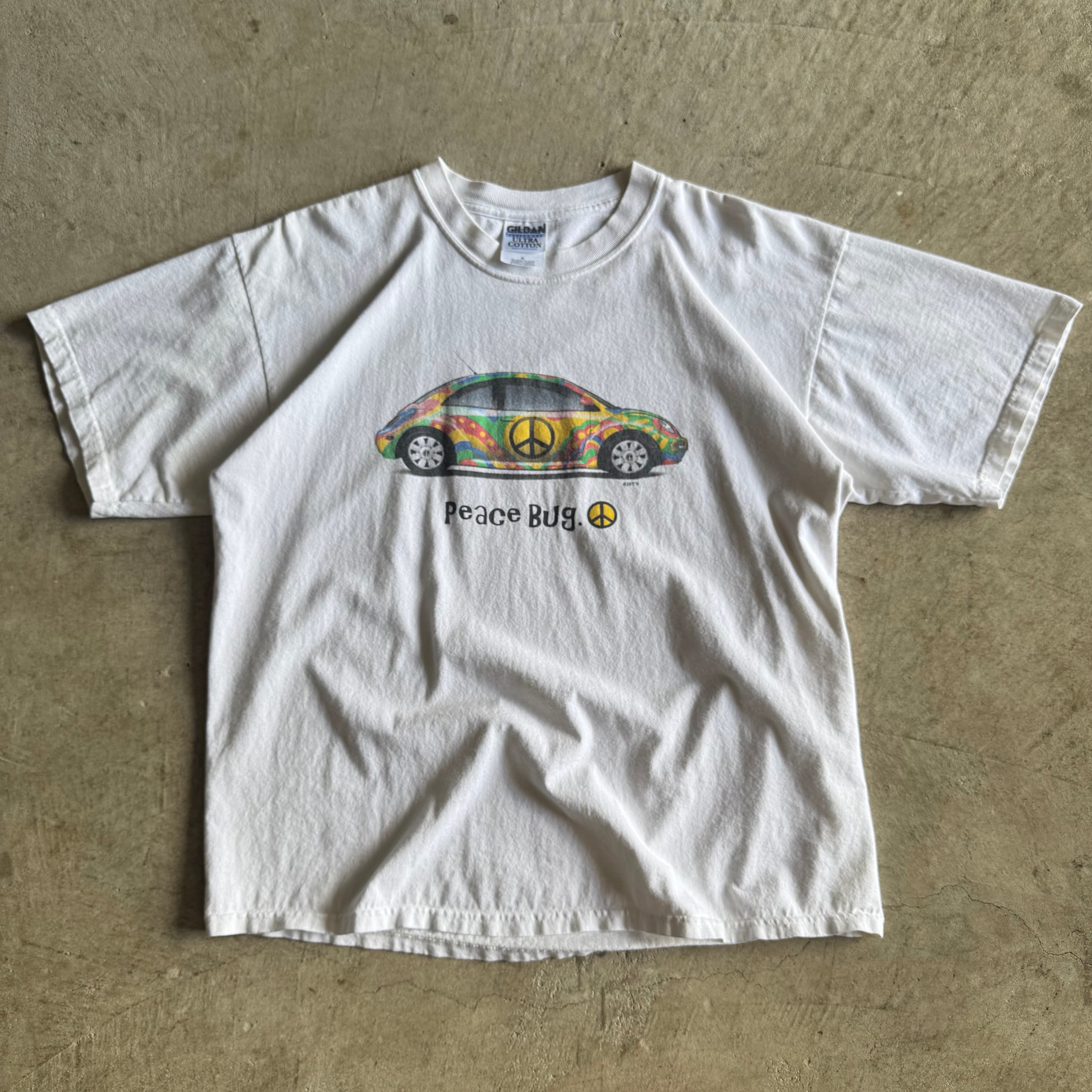 Vintage 90s Volkswagen Peace Bug White T Shirt Size XL
