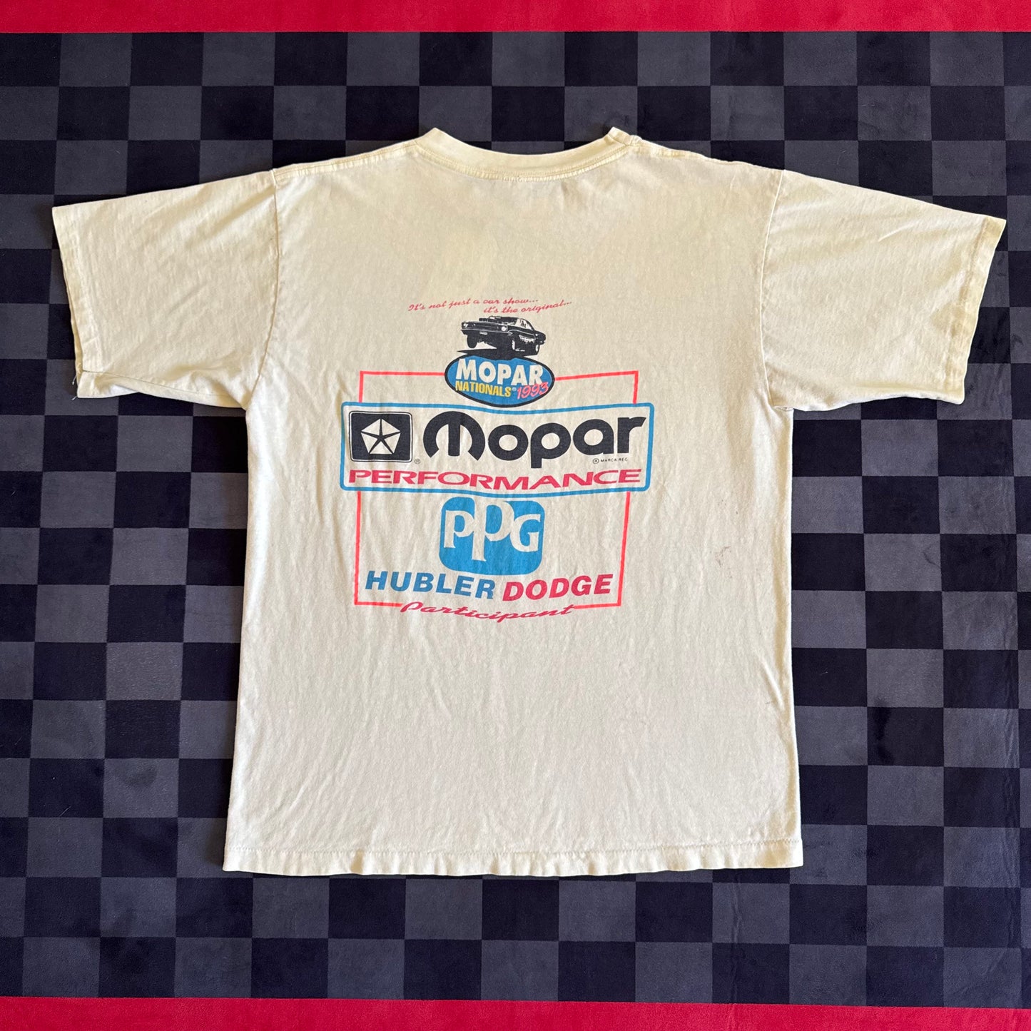 Vintage 1993 Mopar Nationals Indianapolis Raceway Yellow T Shirt Size Large