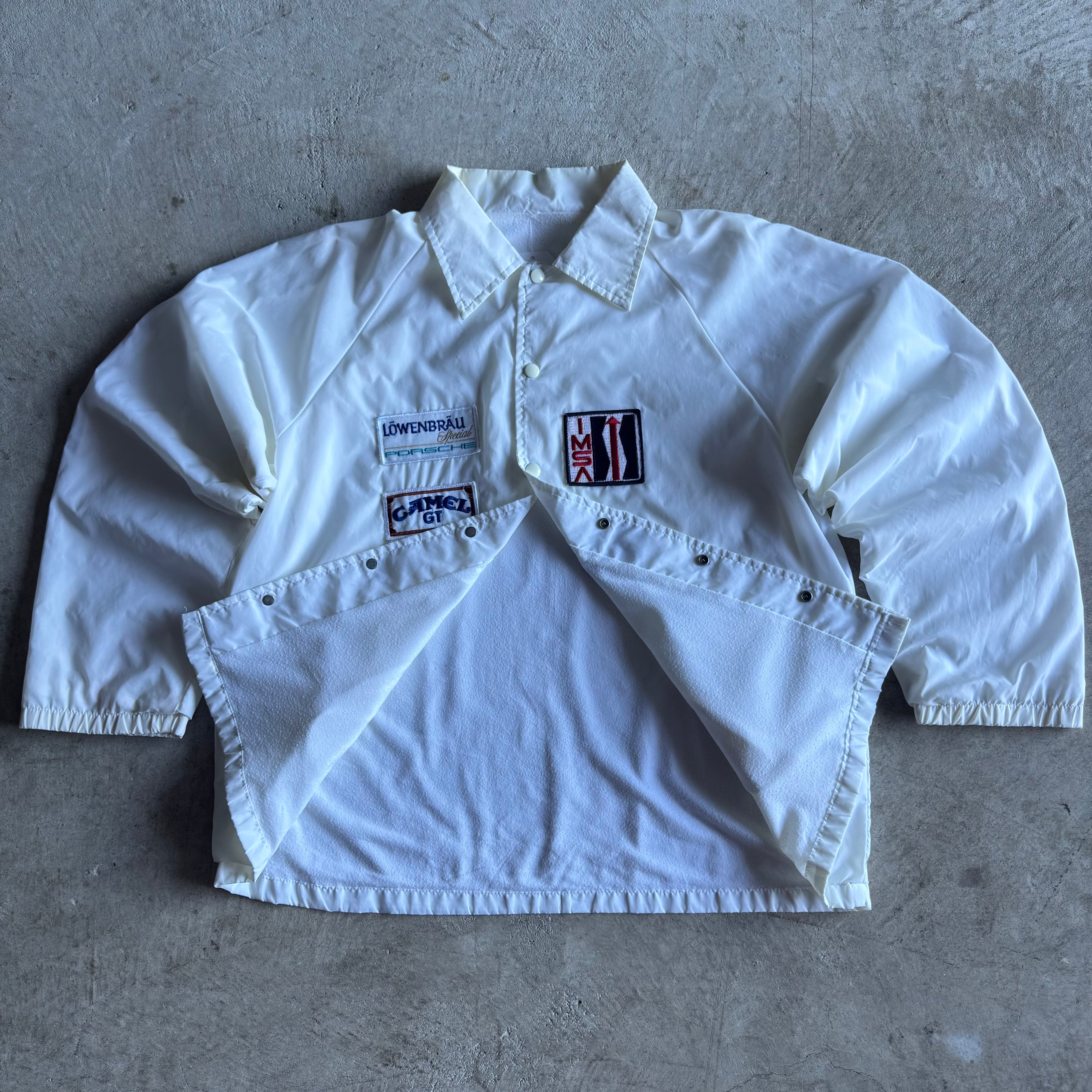 Vintage 80s Camel GT Porsche Lowenbrau IMSA White Jacket Size Large XL