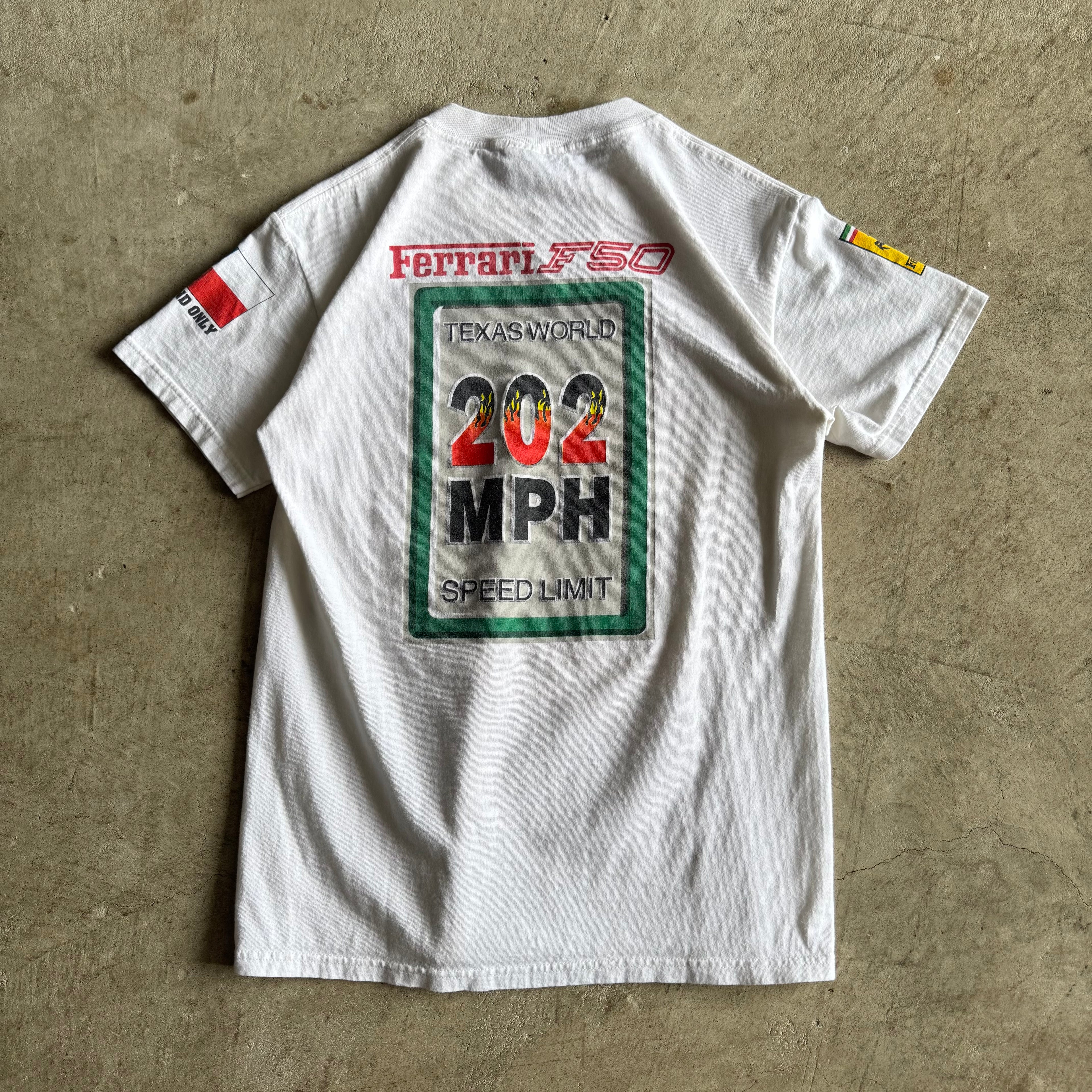 Vintage 90s Ferrari Texas World Grand Prix Houston White T Shirt Size Small