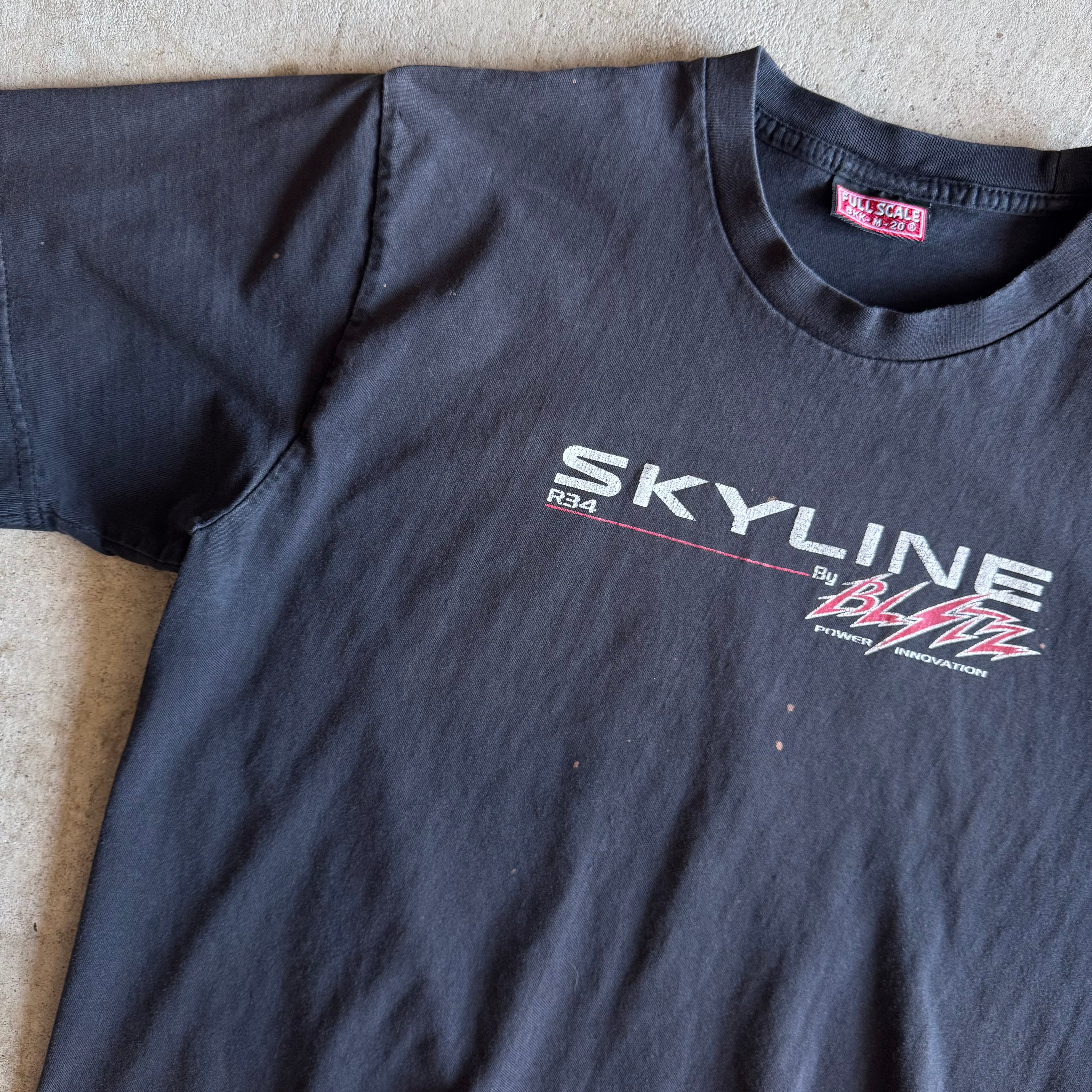 90s BLITZ Skyline GTR R34 Black T Shirt (M)