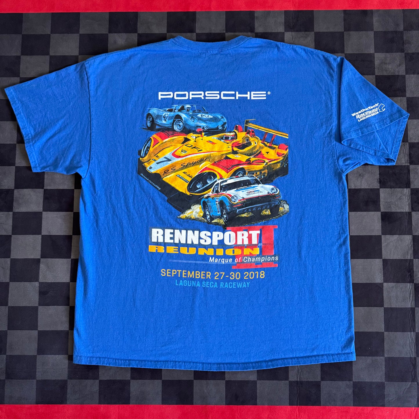 2018 Porsche Rennsport Reunion Laguna Seca Blue T Shirt XXL