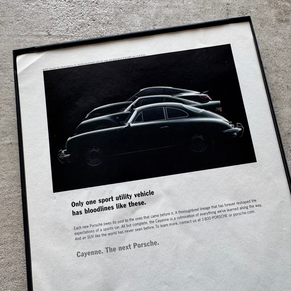 2001 Porsche Cayenne The Next Porsche Bloodlines Framed Advertisement