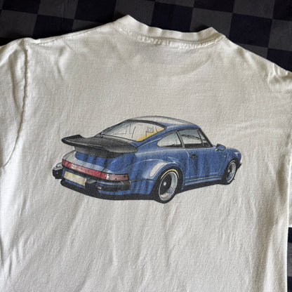 Vintage 90s Porsche 911 White T-Shirt Large