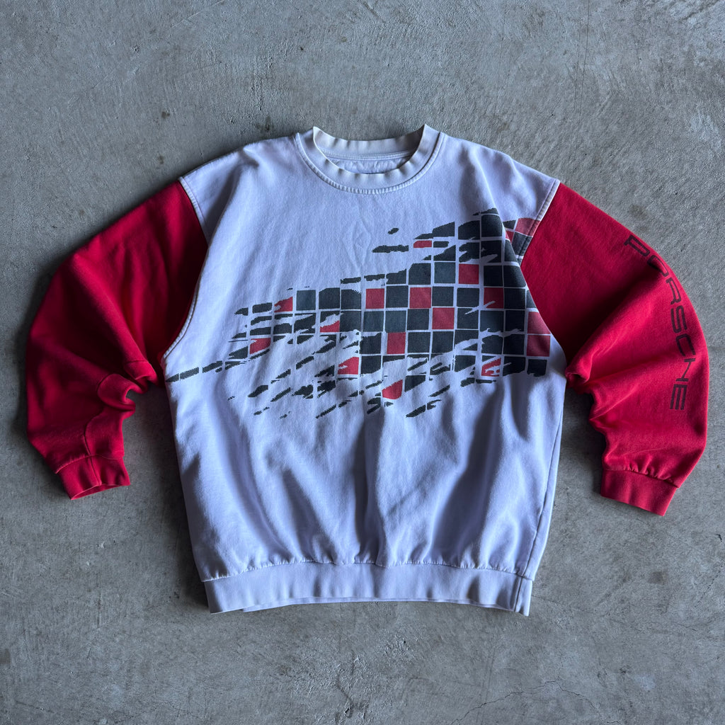 90s Porsche Selection Red Square Crewneck Sweater (XL)