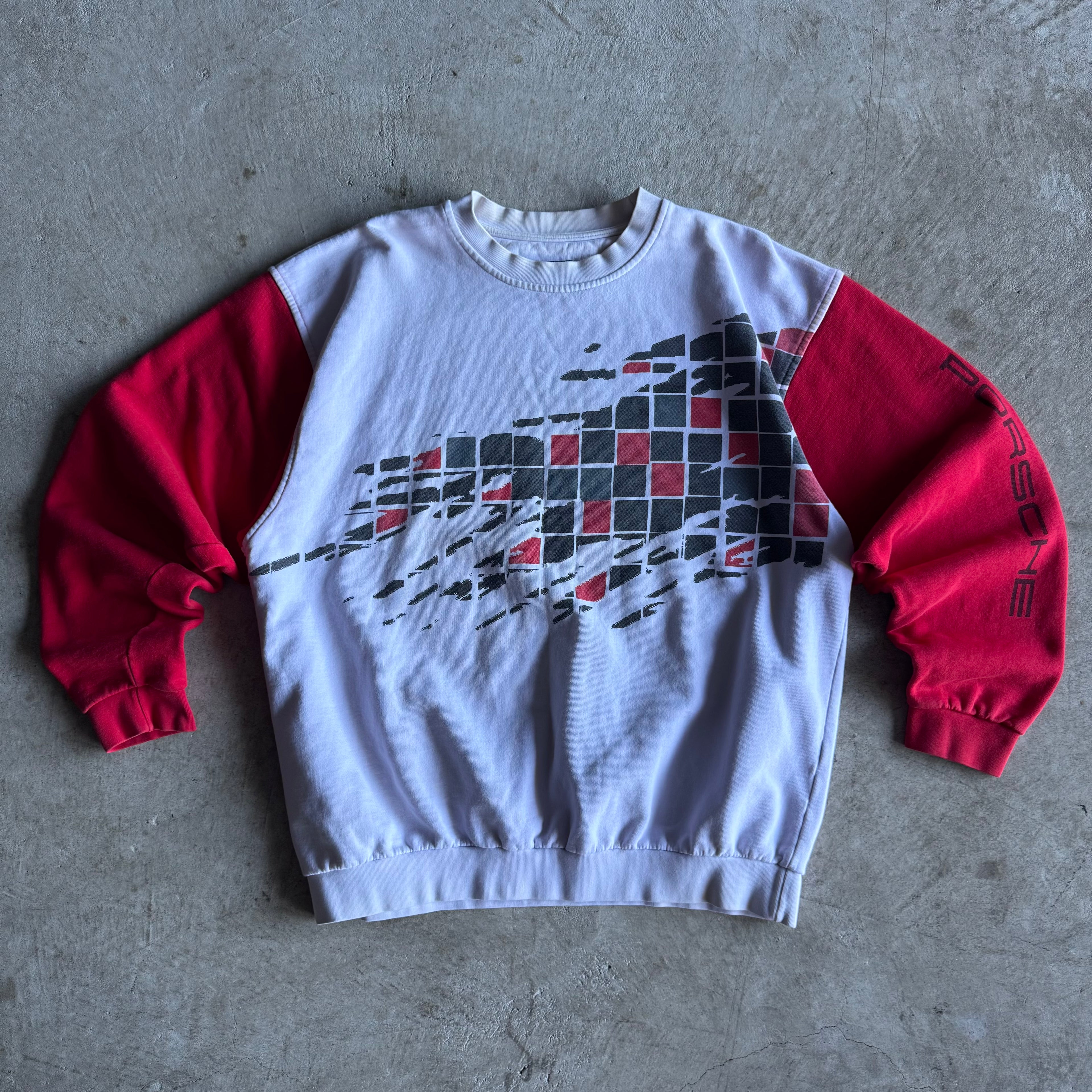 90s Porsche Selection Red Square Crewneck Sweater (XL)