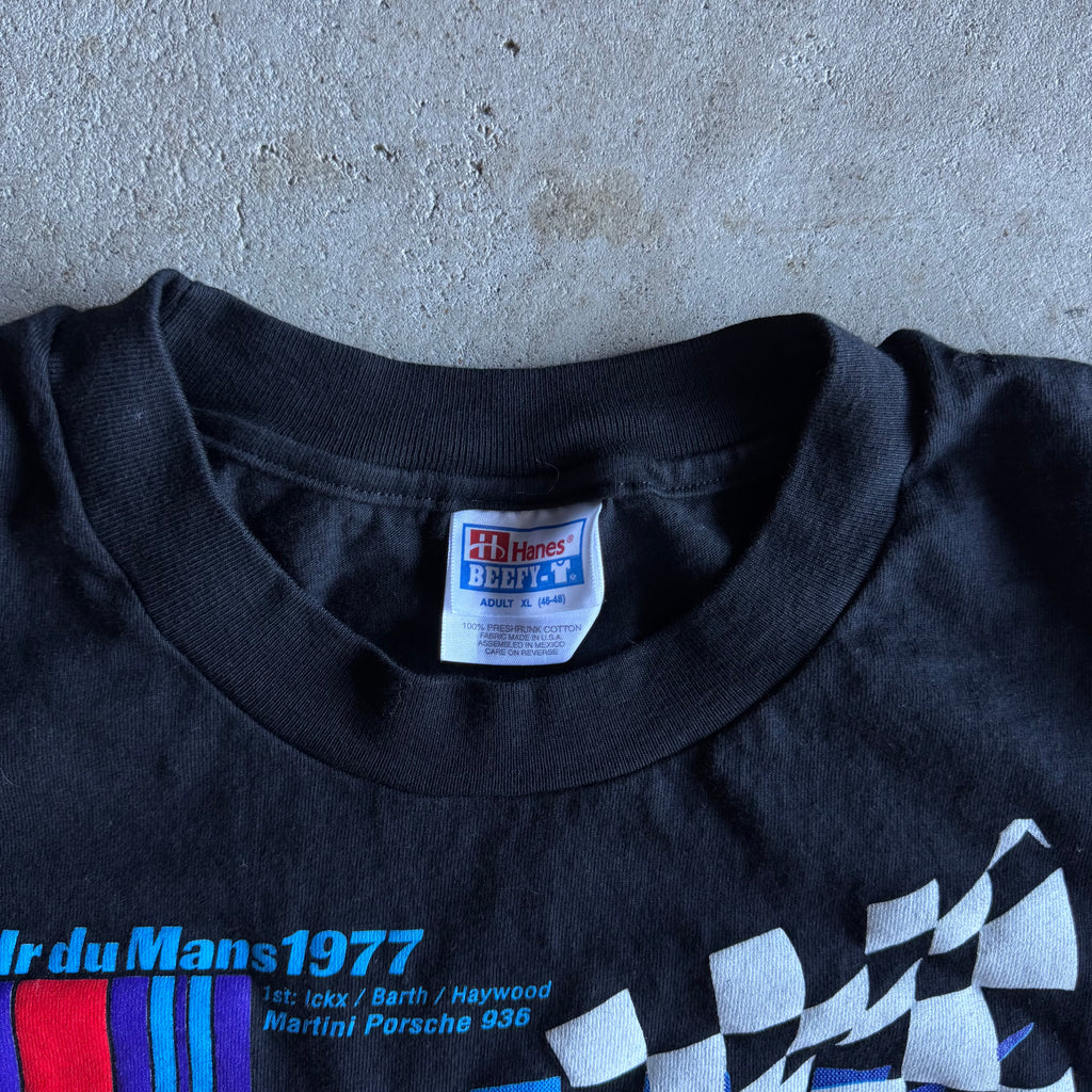 90s Porsche 936 24 Heures du Mans 1977 Black T Shirt (XL)
