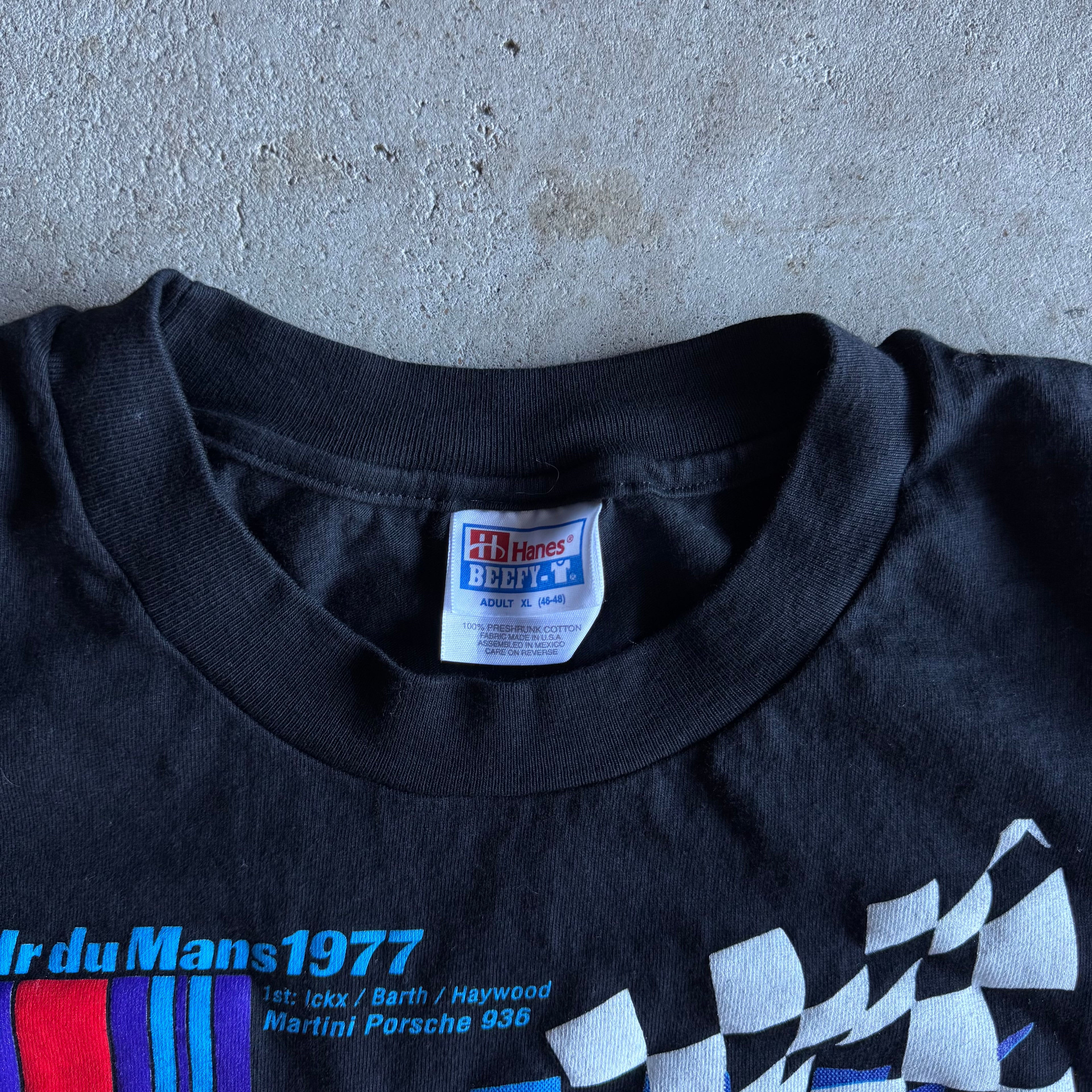 90s Porsche 936 24 Heures du Mans 1977 Black T Shirt (XL)