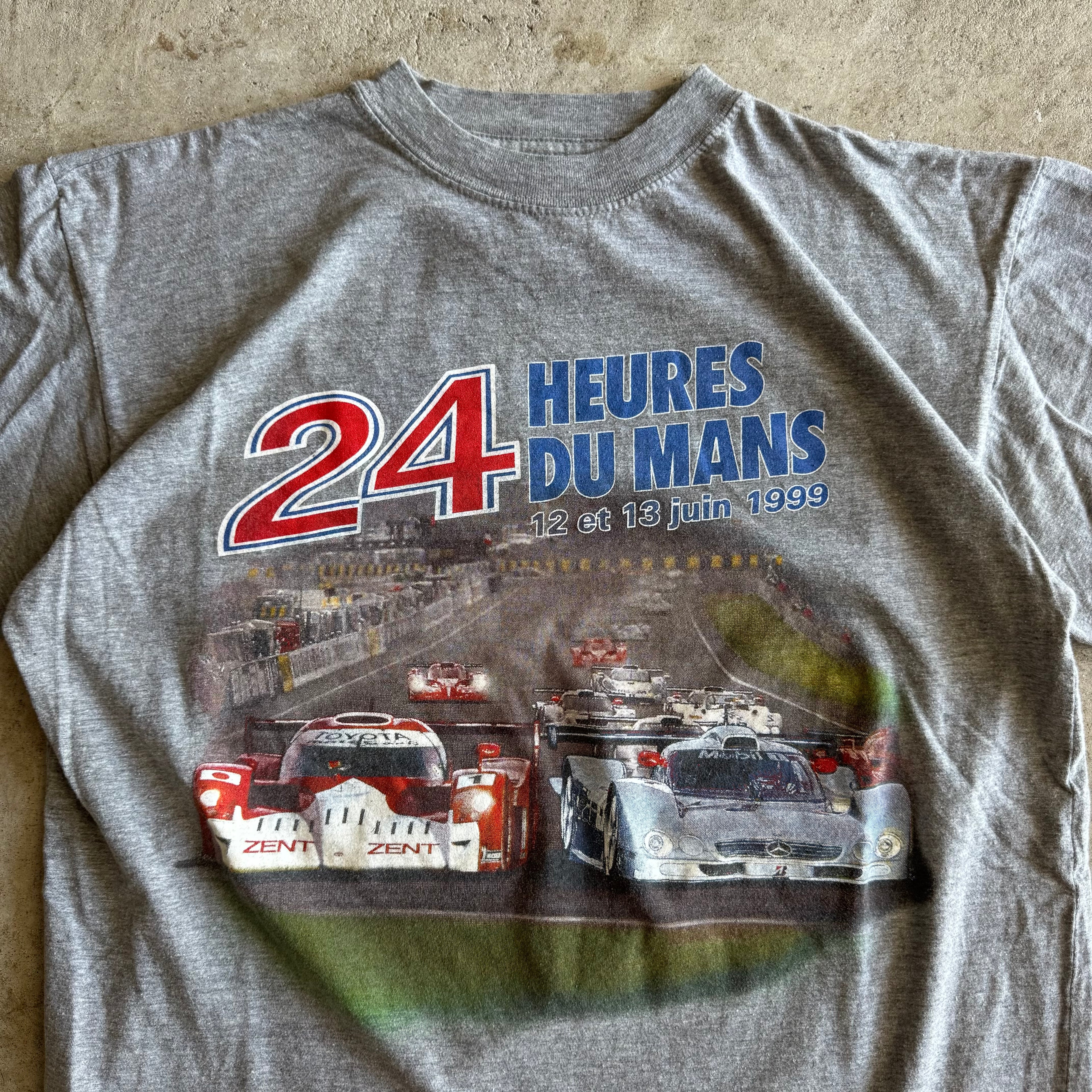 Vintage 90s 1999 24 Heures du Mans Grey T Shirt Size Medium