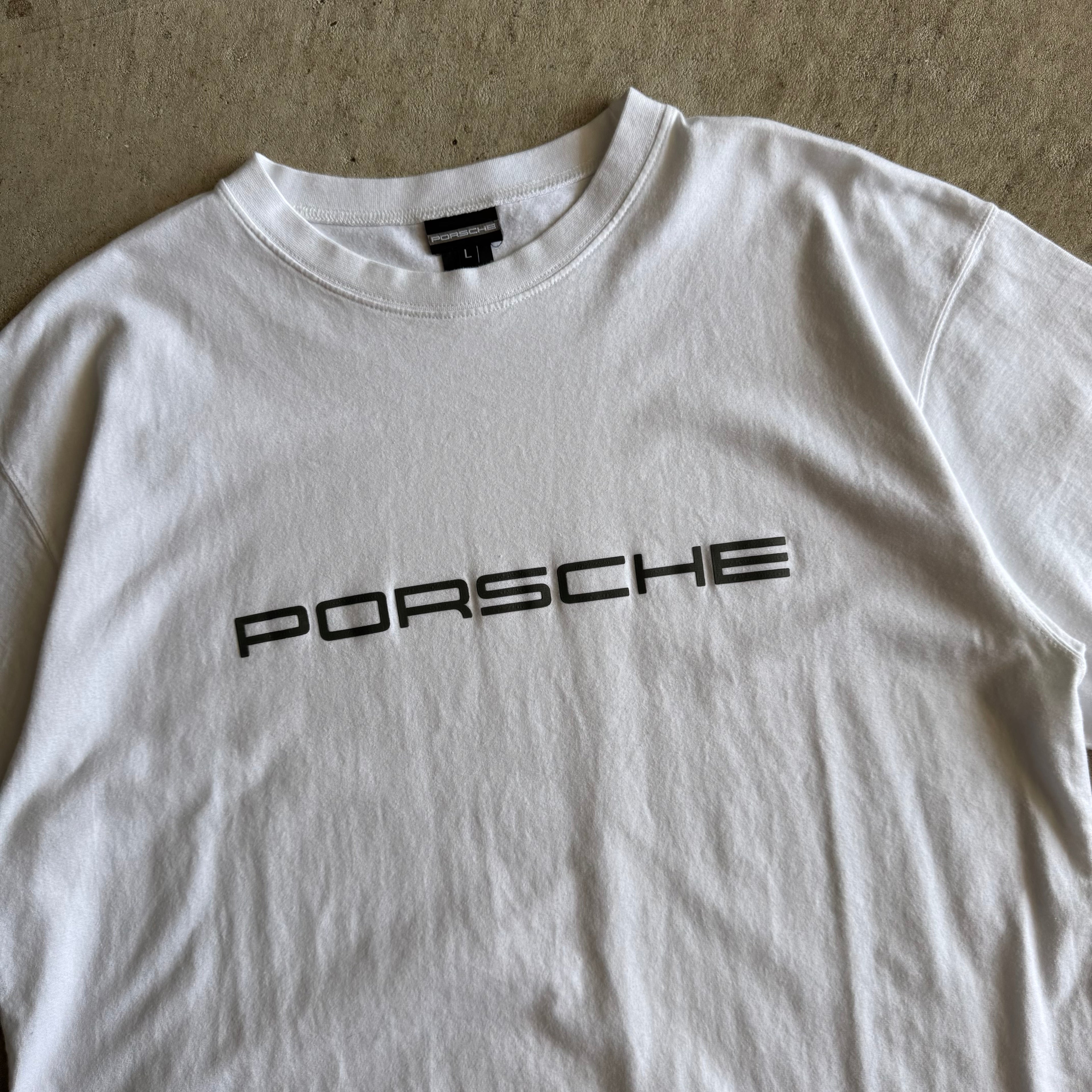2000s Porsche Spellout Logo White T Shirt (L)