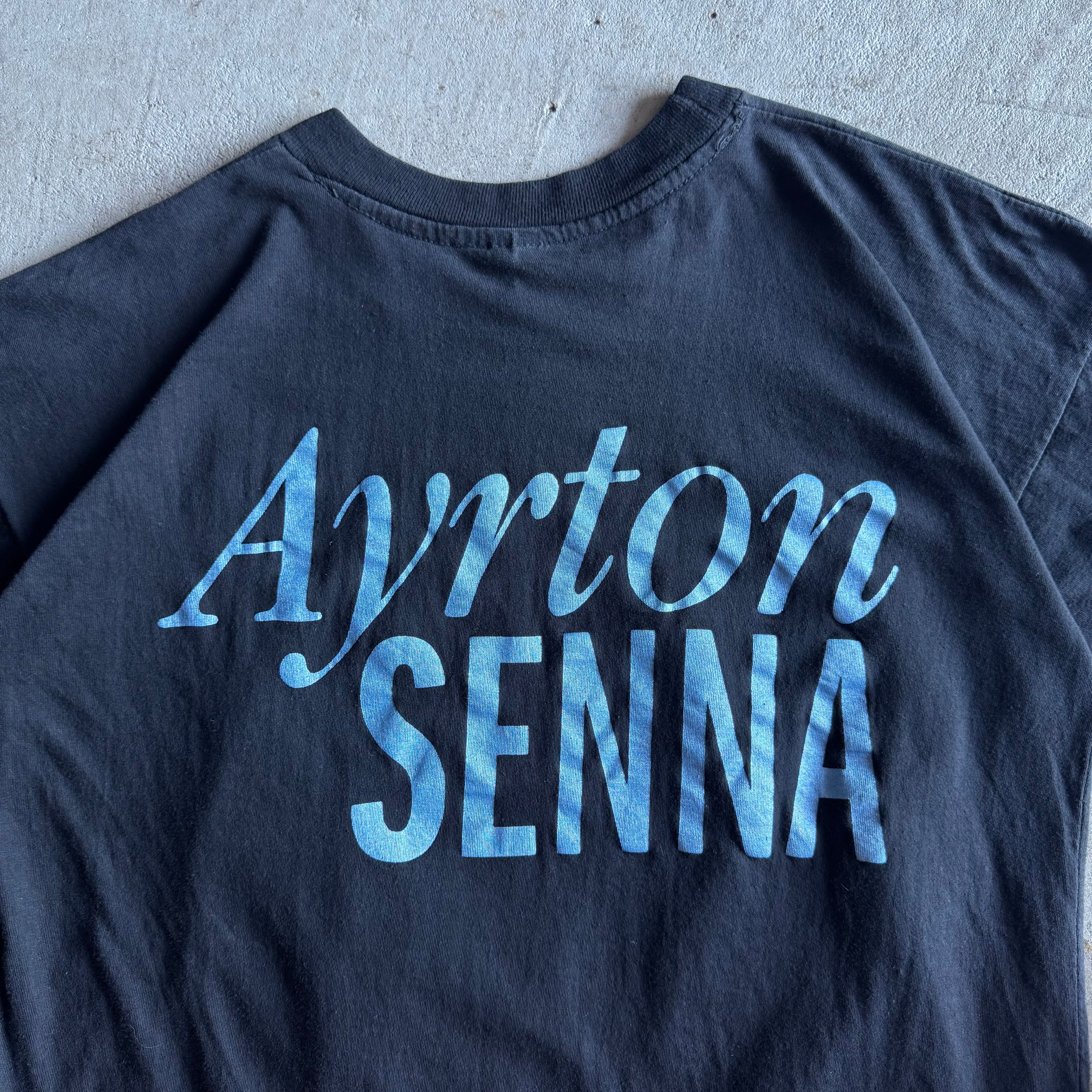 90s Ayrton Senna F1 Tribute Black T Shirt (L)