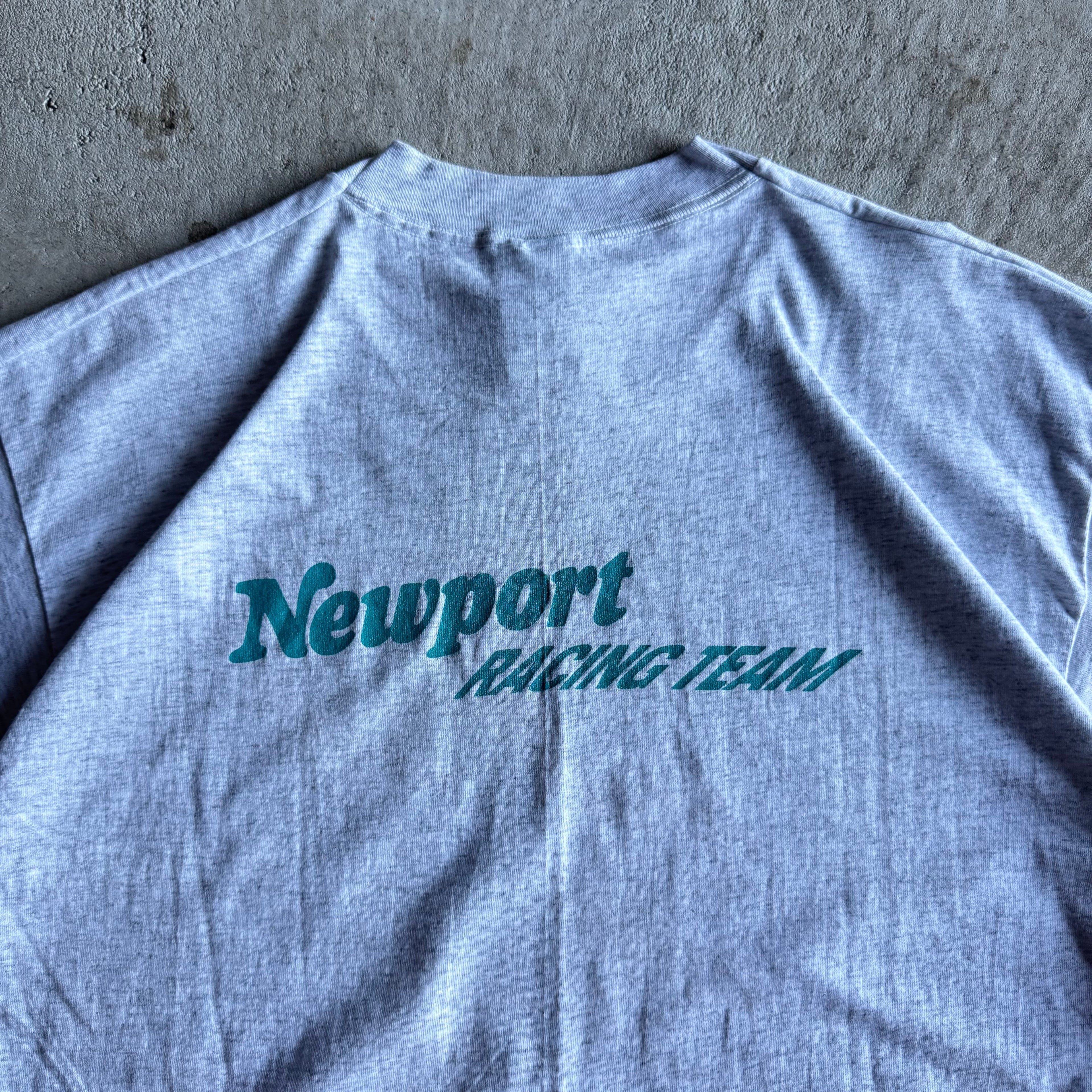 Vintage 80s Newport Racing Indycar Grey T Shirt Size XL