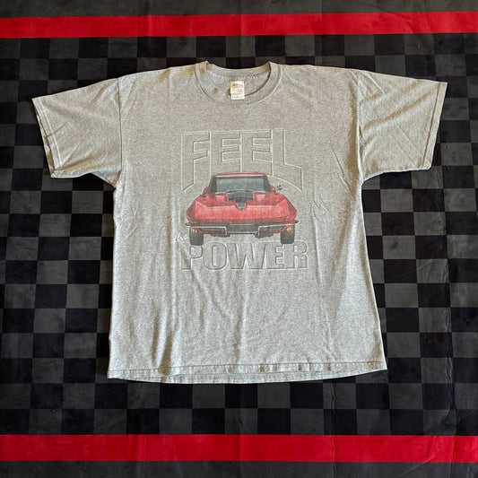 Vintage Styles 60s Chevrolet Corvette 'Feel The Power' Grey T Shirt