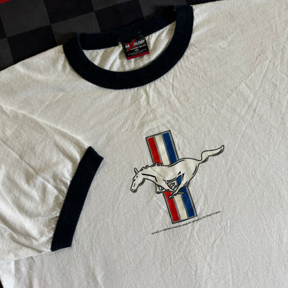 Ford Mustang Striped Logo Ringer T Shirt