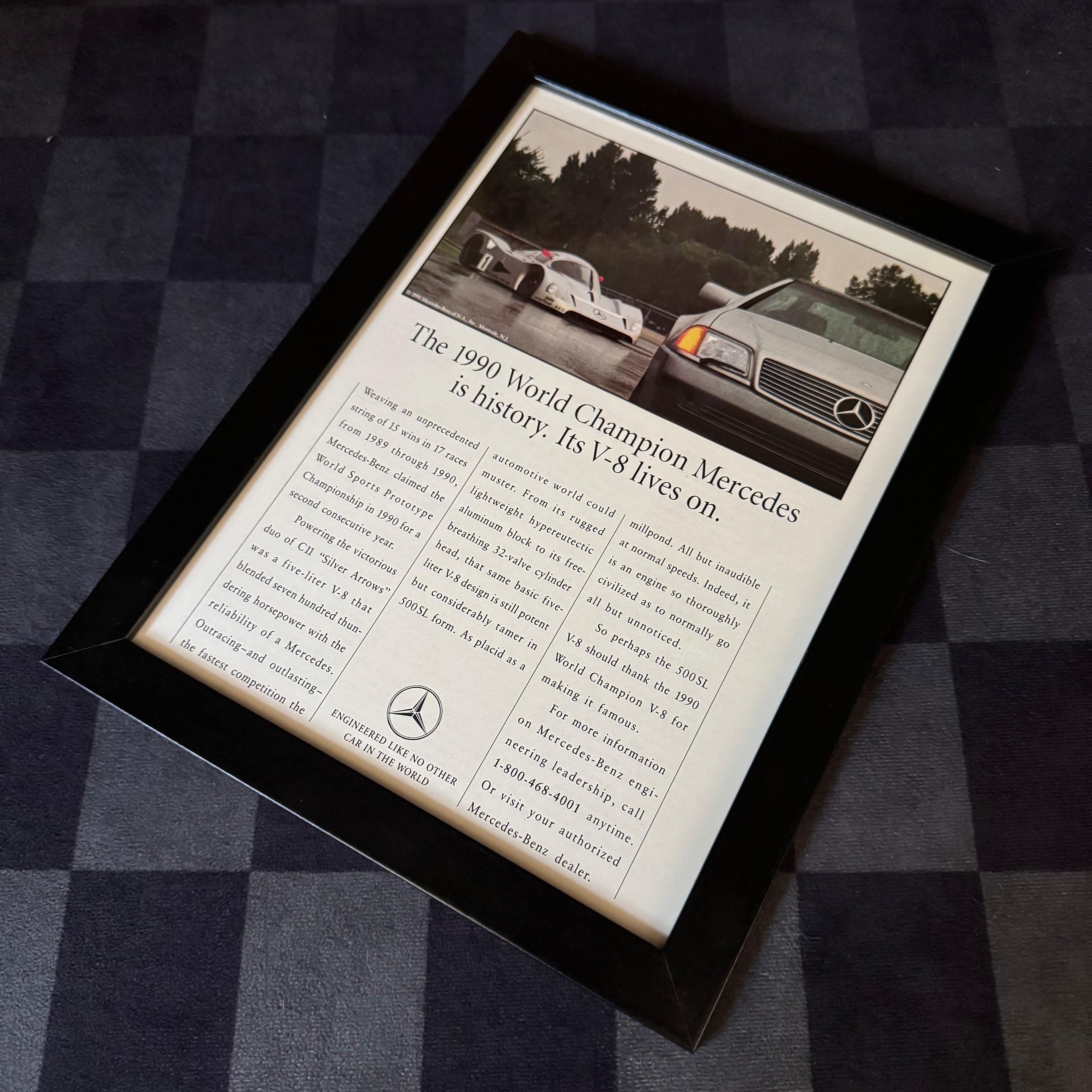 1990 Mercedes-Benz World Champion V8 C11 500SL Framed Advertisement